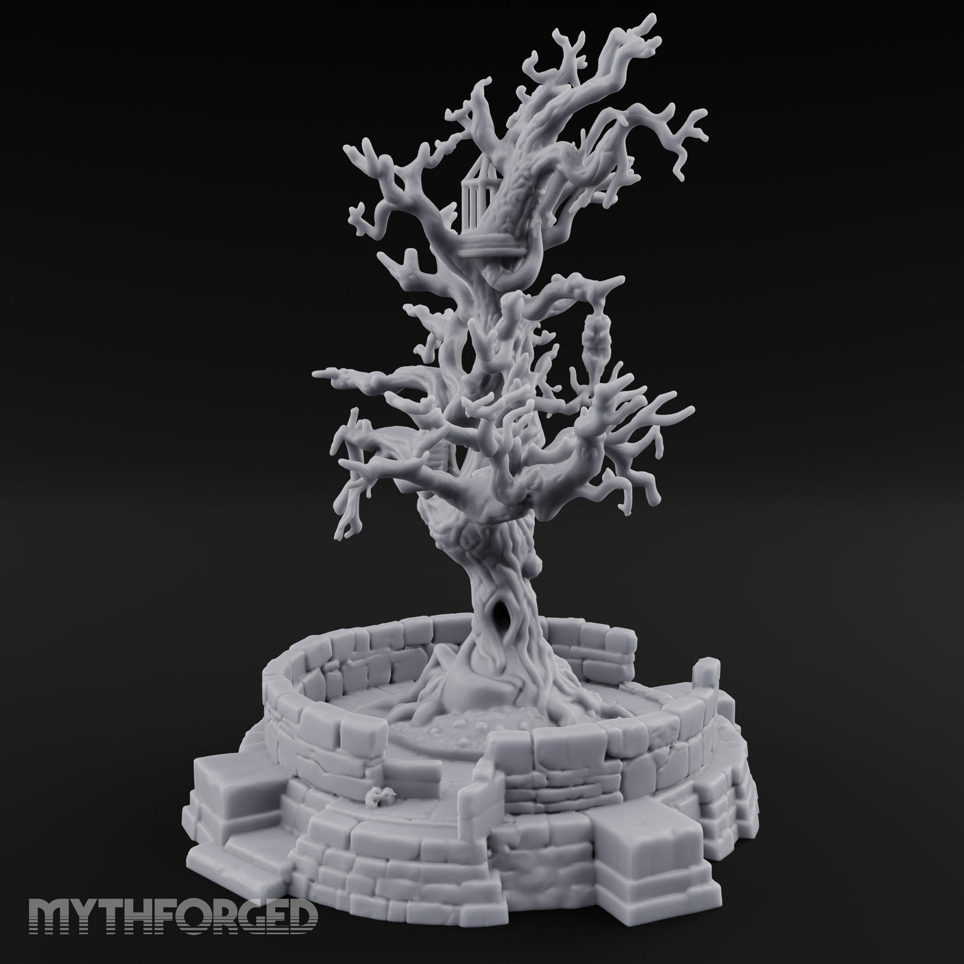 Cage-Hung Effigy-Draped Cursed Ritual Tree Shrine Miniature for Dungeons and Dragons, Pathfinder or other TTRPGs