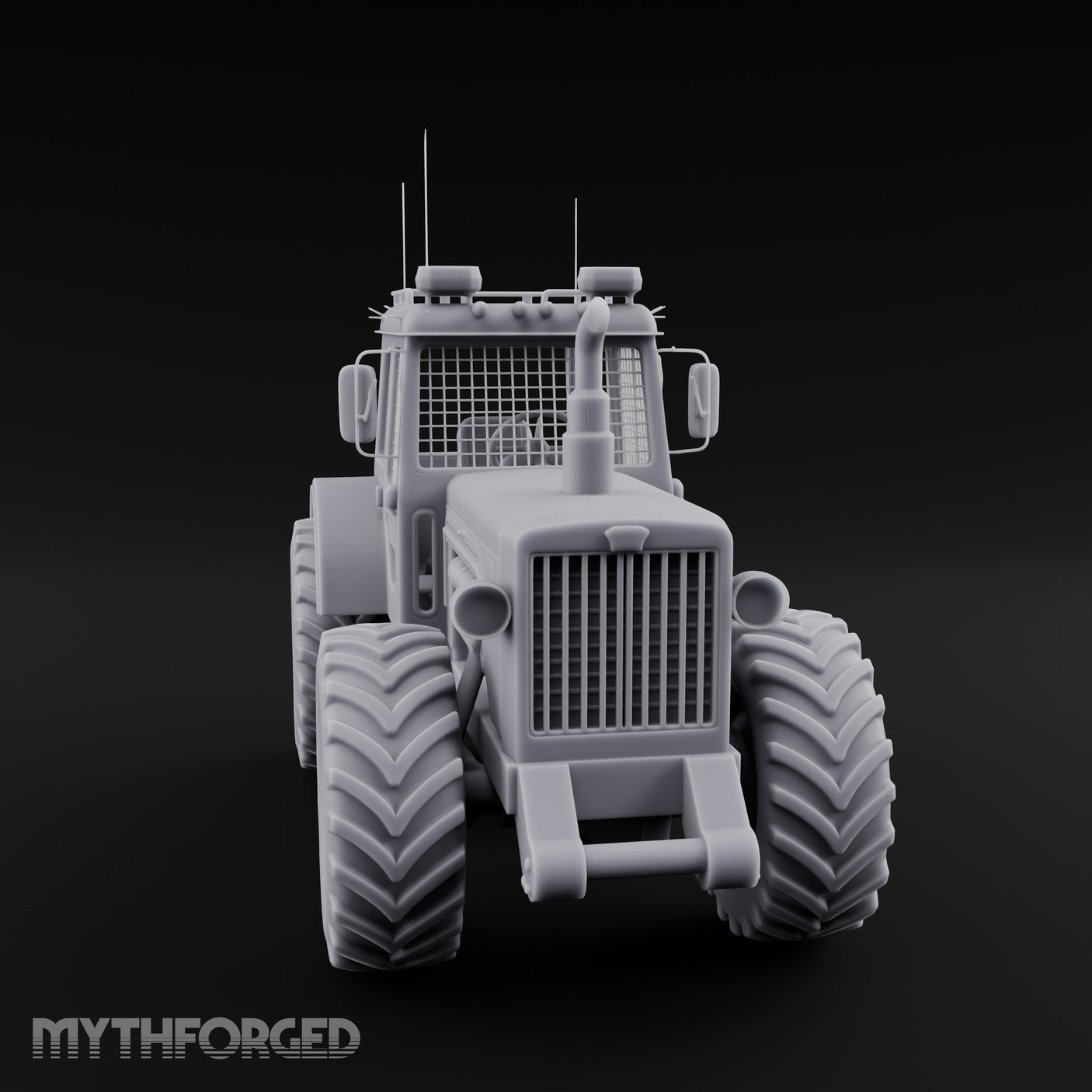 Cage-Windowed Antenna-Rigged Apocalypse Tractor Miniature for Dungeons and Dragons, Pathfinder or other TTRPGs