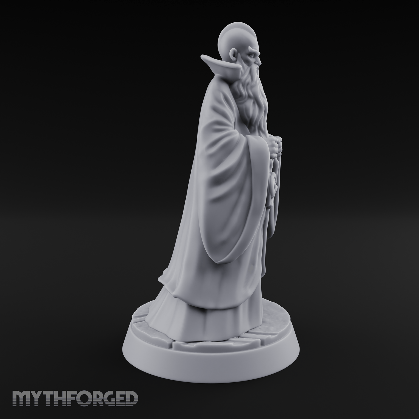 Broad-Shouldered Contemplative Wizard Miniature for Dungeons and Dragons, Pathfinder or other TTRPGs