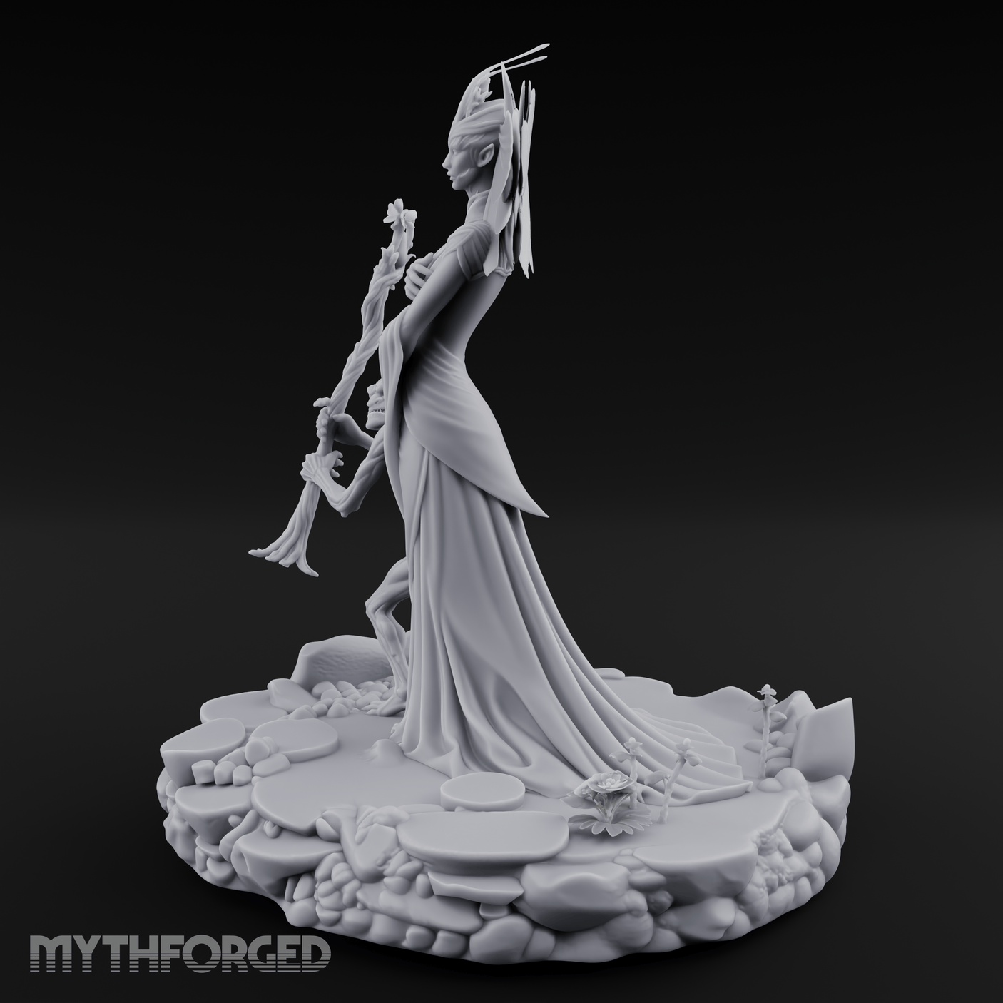 Butterfly Winged Towering Fey Lord Enchantress Miniature for Dungeons and Dragons, Pathfinder or other TTRPGs