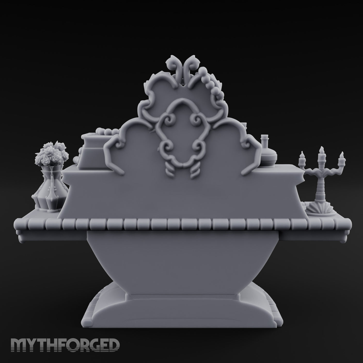 Candelabra-Lit Potion-Strewn Noble Vanity Table Miniature for Dungeons and Dragons, Pathfinder or other TTRPGs