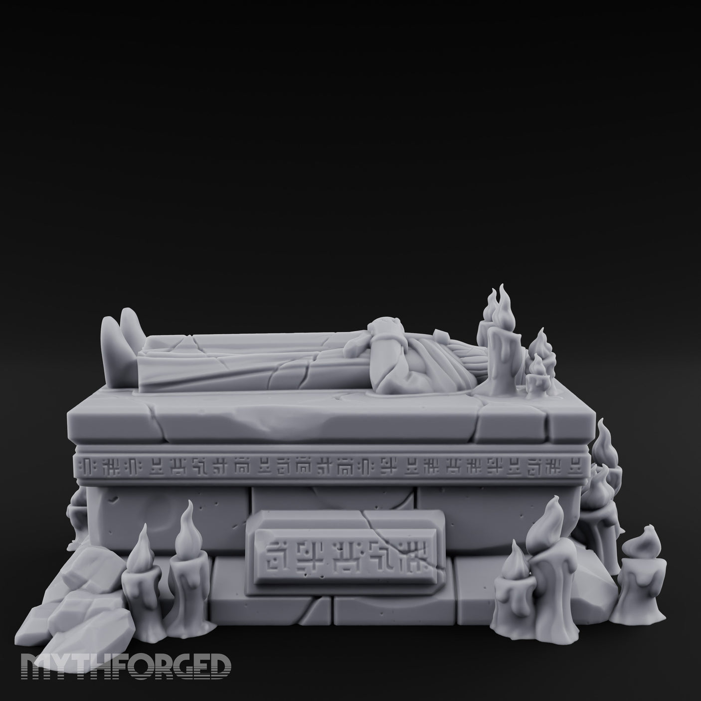 Candle-Circled Rune-Banded Funerary Tomb Effigy gallery 1