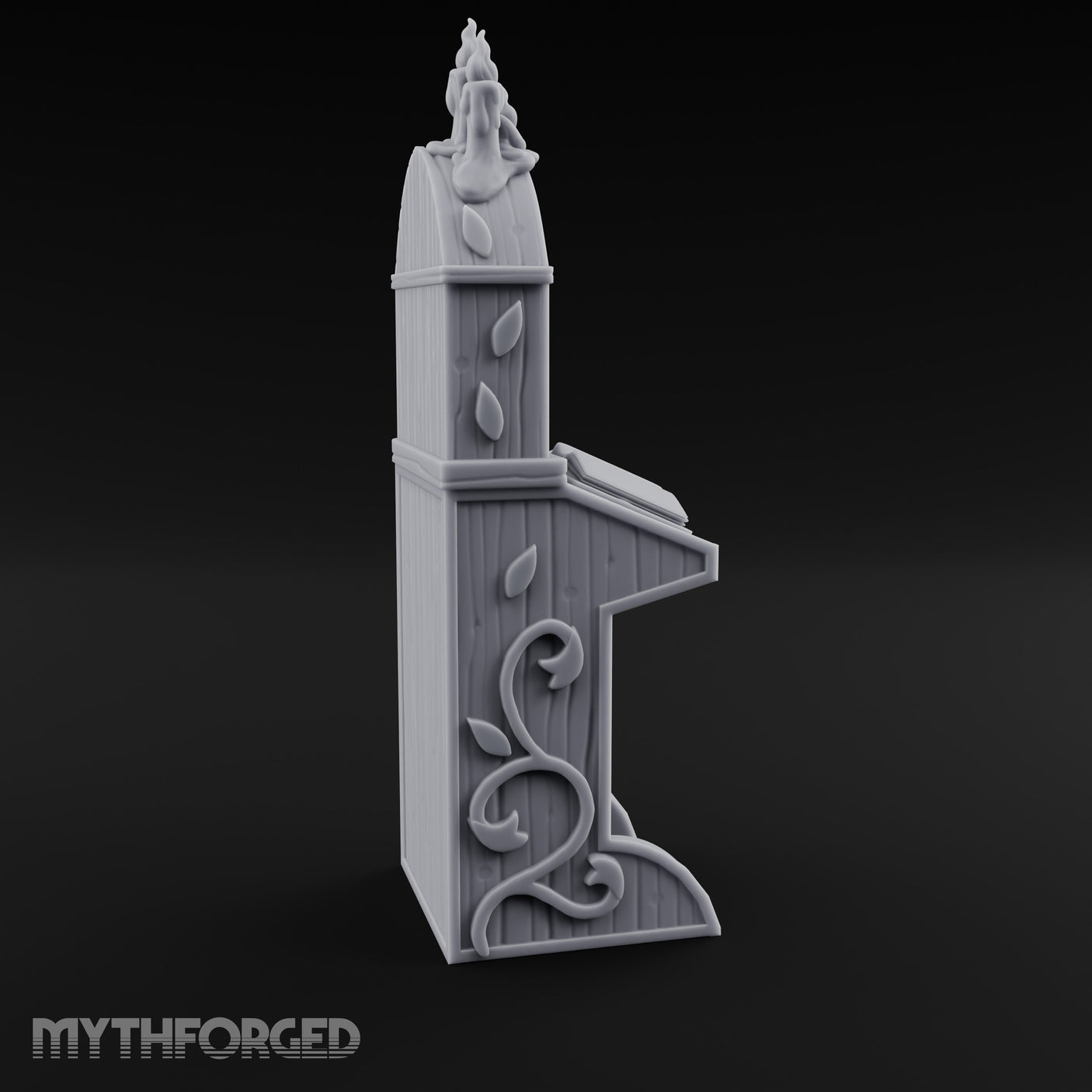 Candle-Crowned Tome-Racked Scholar's Secretary Desk Miniature for Dungeons and Dragons, Pathfinder or other TTRPGs