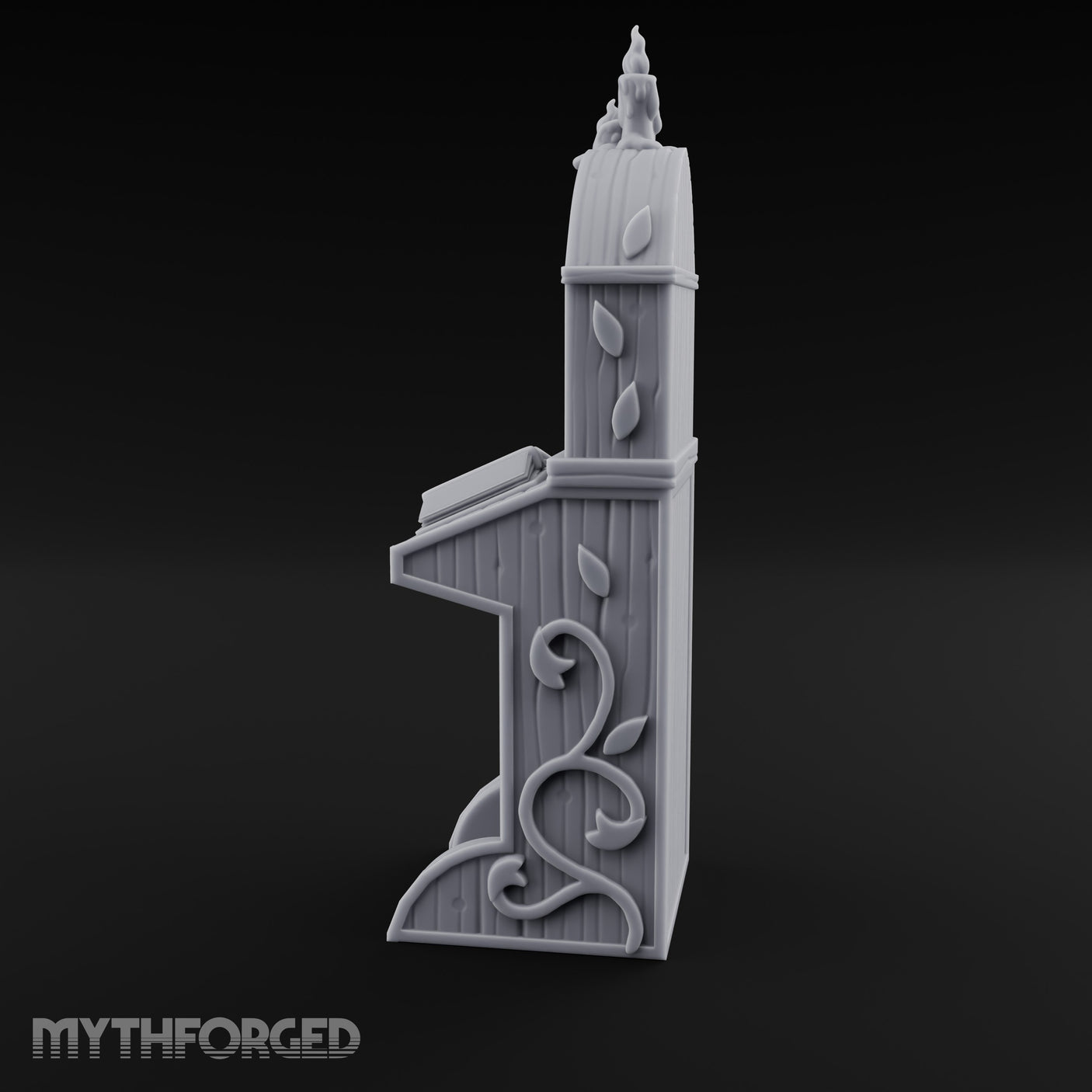 Candle-Crowned Tome-Racked Scholar's Secretary Desk Miniature for Dungeons and Dragons, Pathfinder or other TTRPGs