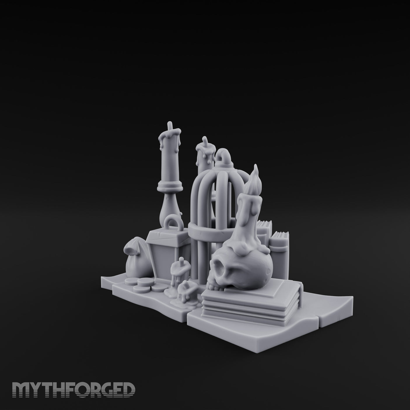 Candle-Dripped Orb-Cradled Arcane Candle Shrine Altar Miniature for Dungeons and Dragons, Pathfinder or other TTRPGs