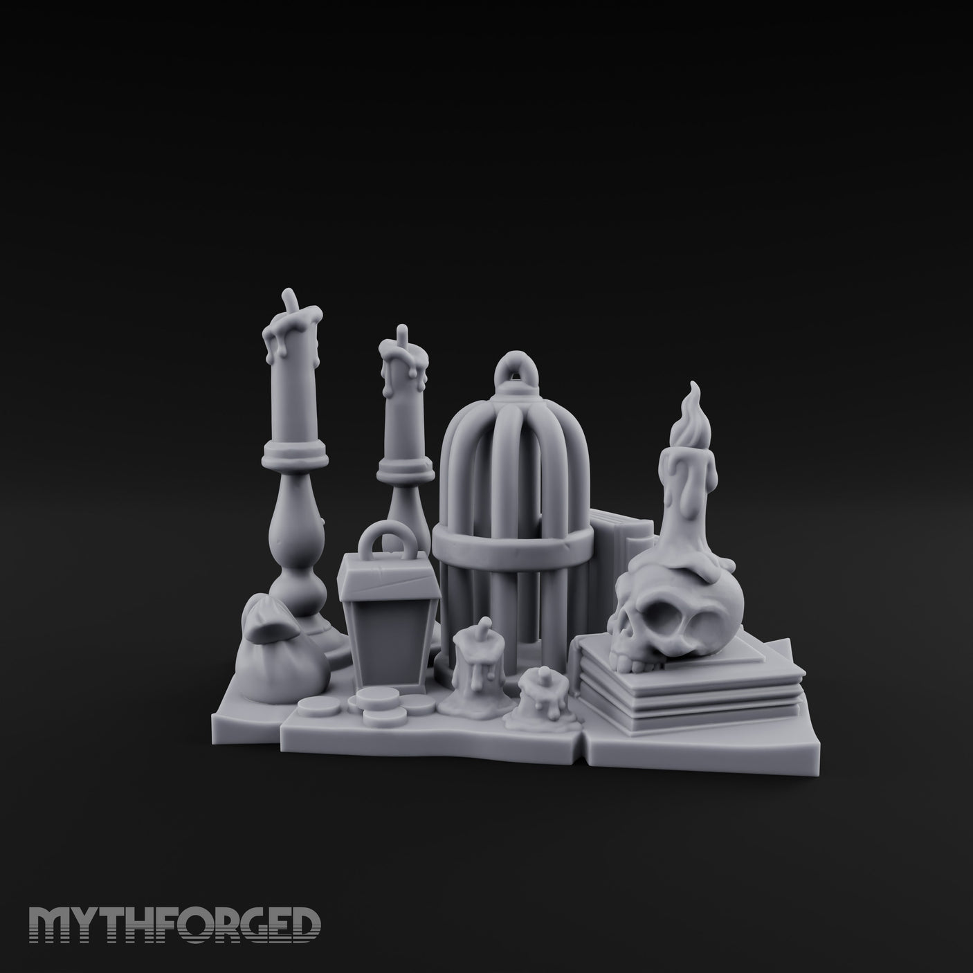 Candle-Dripped Orb-Cradled Arcane Candle Shrine Altar Miniature for Dungeons and Dragons, Pathfinder or other TTRPGs
