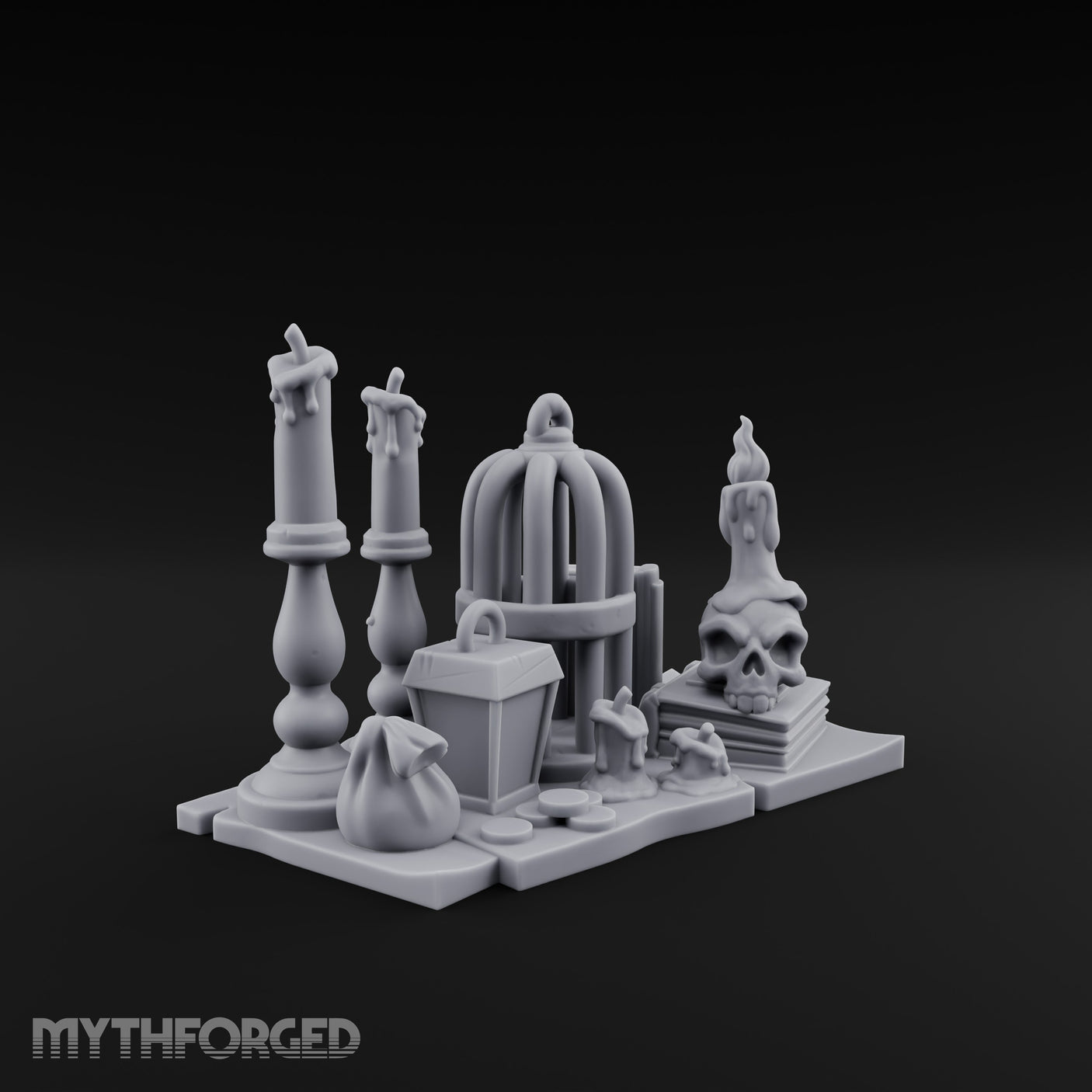 Candle-Dripped Orb-Cradled Arcane Candle Shrine Altar Miniature for Dungeons and Dragons, Pathfinder or other TTRPGs