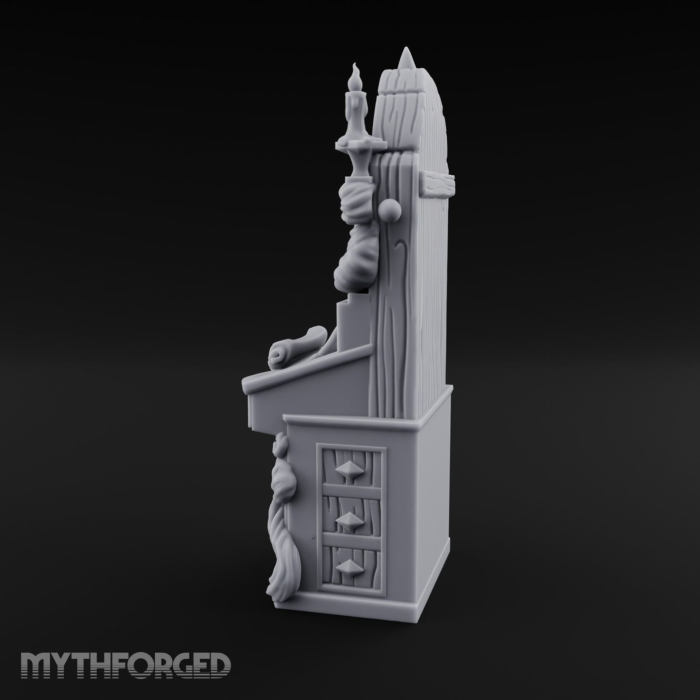 Candle-Flanked Scroll-Rested Gothic Scribe Desk gallery 6