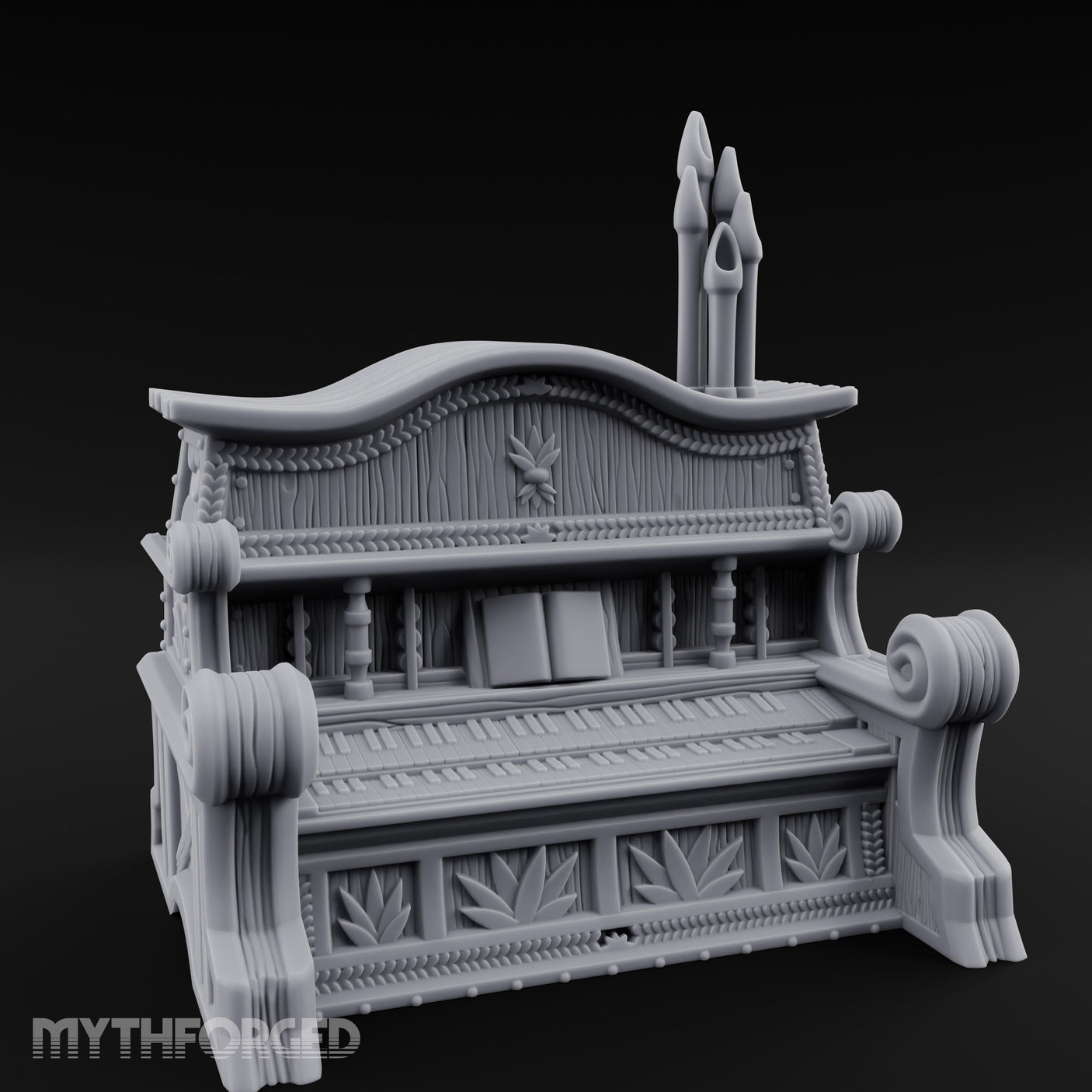 Candle-Topped Leaf-Carved Tavern Pipe Organ gallery 1