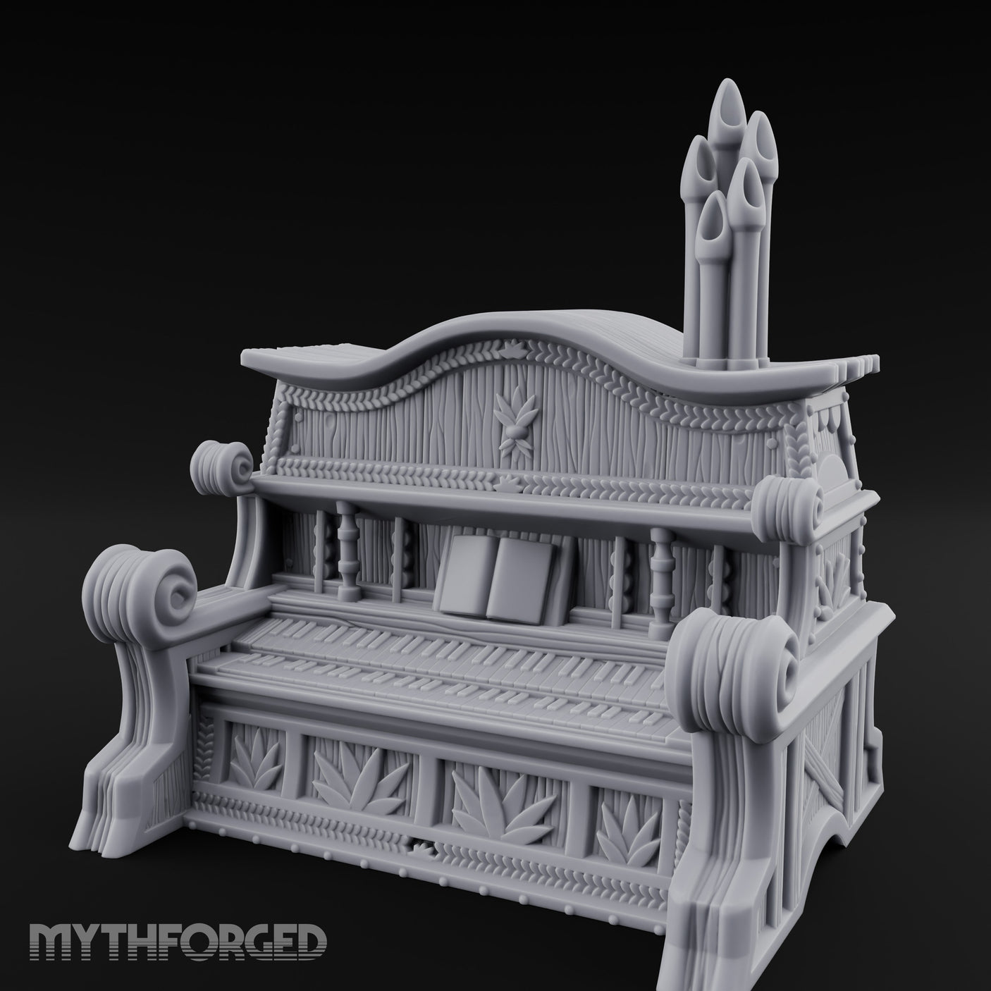 Candle-Topped Leaf-Carved Tavern Pipe Organ gallery 8