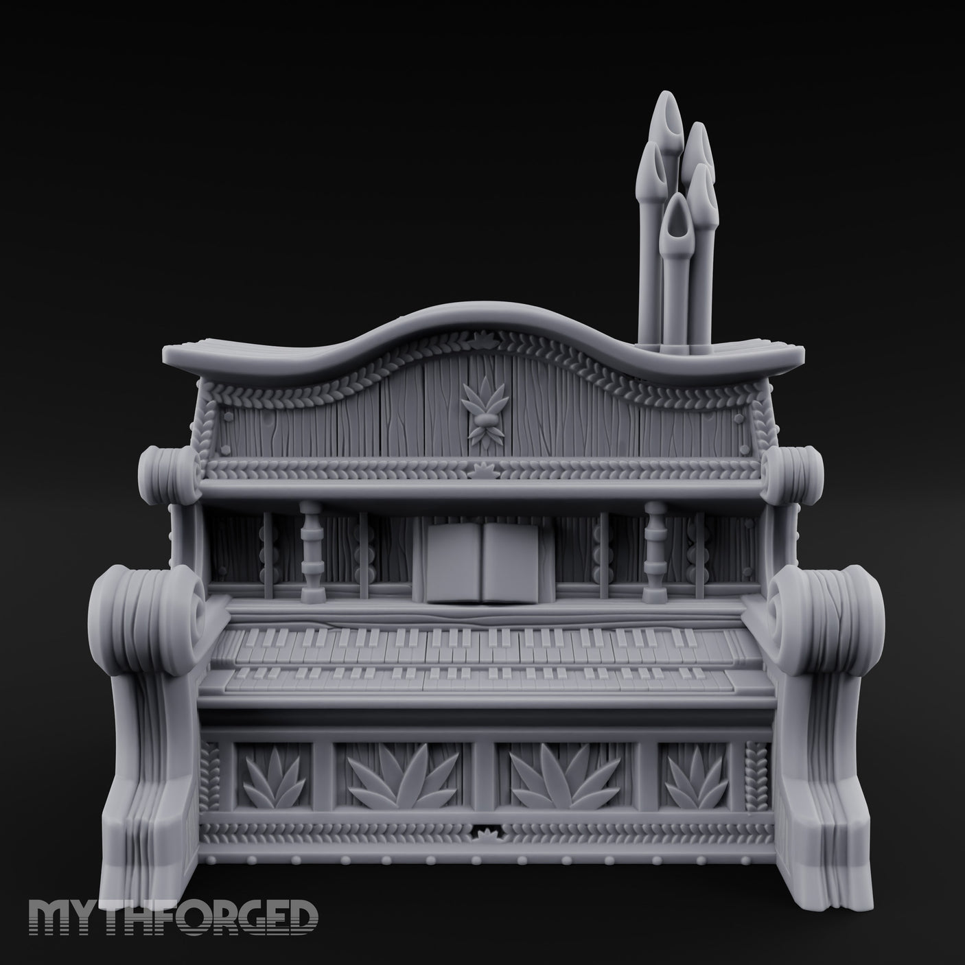 Candle-Topped Leaf-Carved Tavern Pipe Organ gallery 9