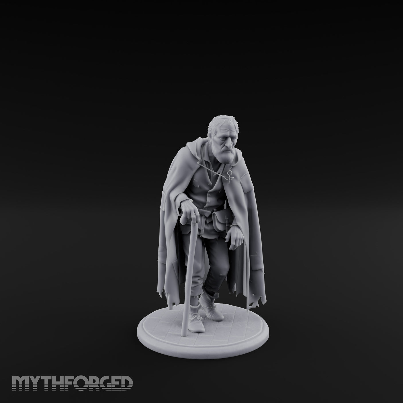 Cane Hobbling Human Beggar Miniature for Dungeons and Dragons, Pathfinder or other TTRPGs