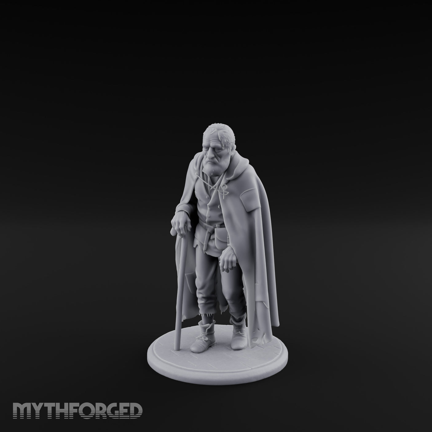 Cane Hobbling Human Beggar Miniature for Dungeons and Dragons, Pathfinder or other TTRPGs