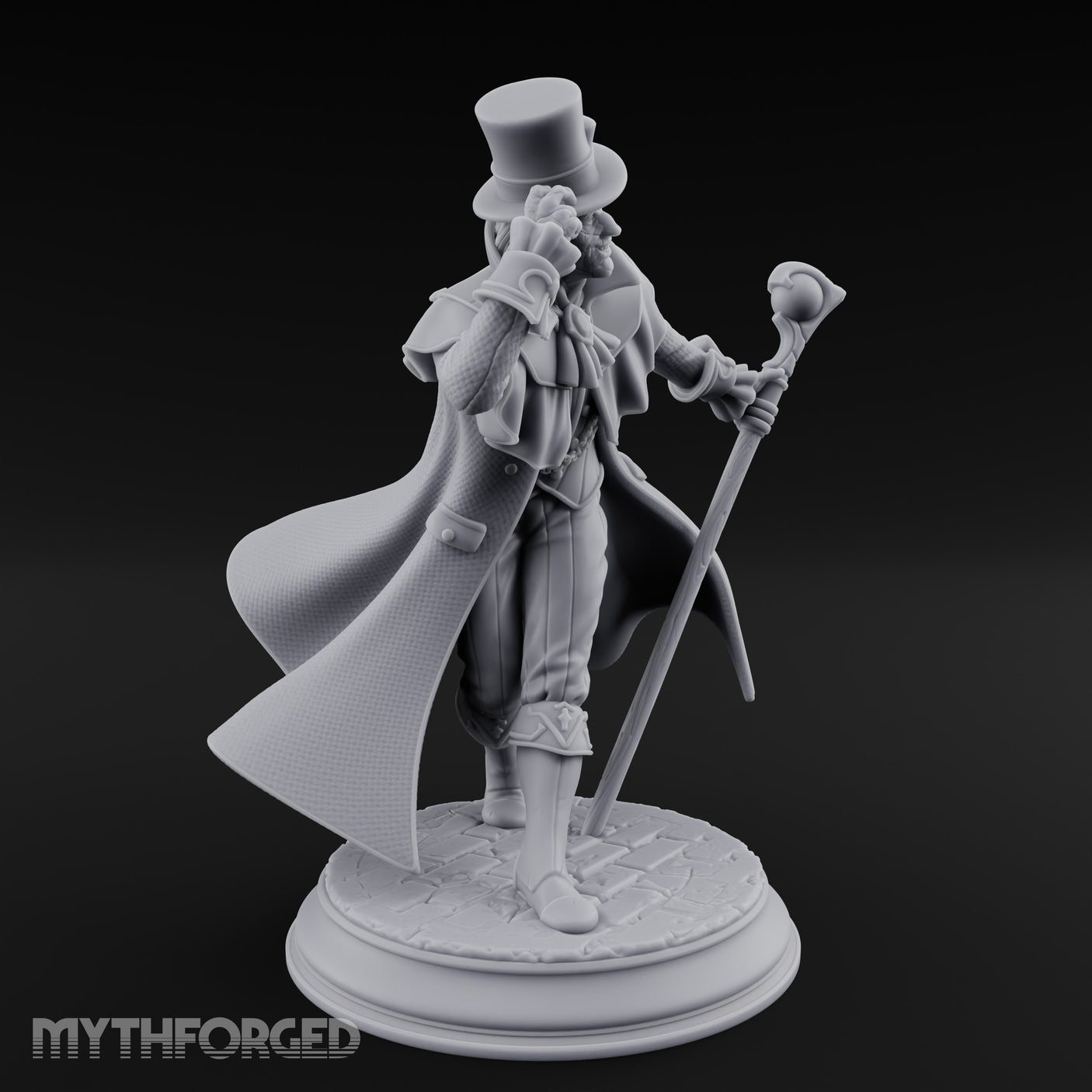 Cane Leaning Grinning Undead Gentleman Miniature for Dungeons and Dragons, Pathfinder or other TTRPGs