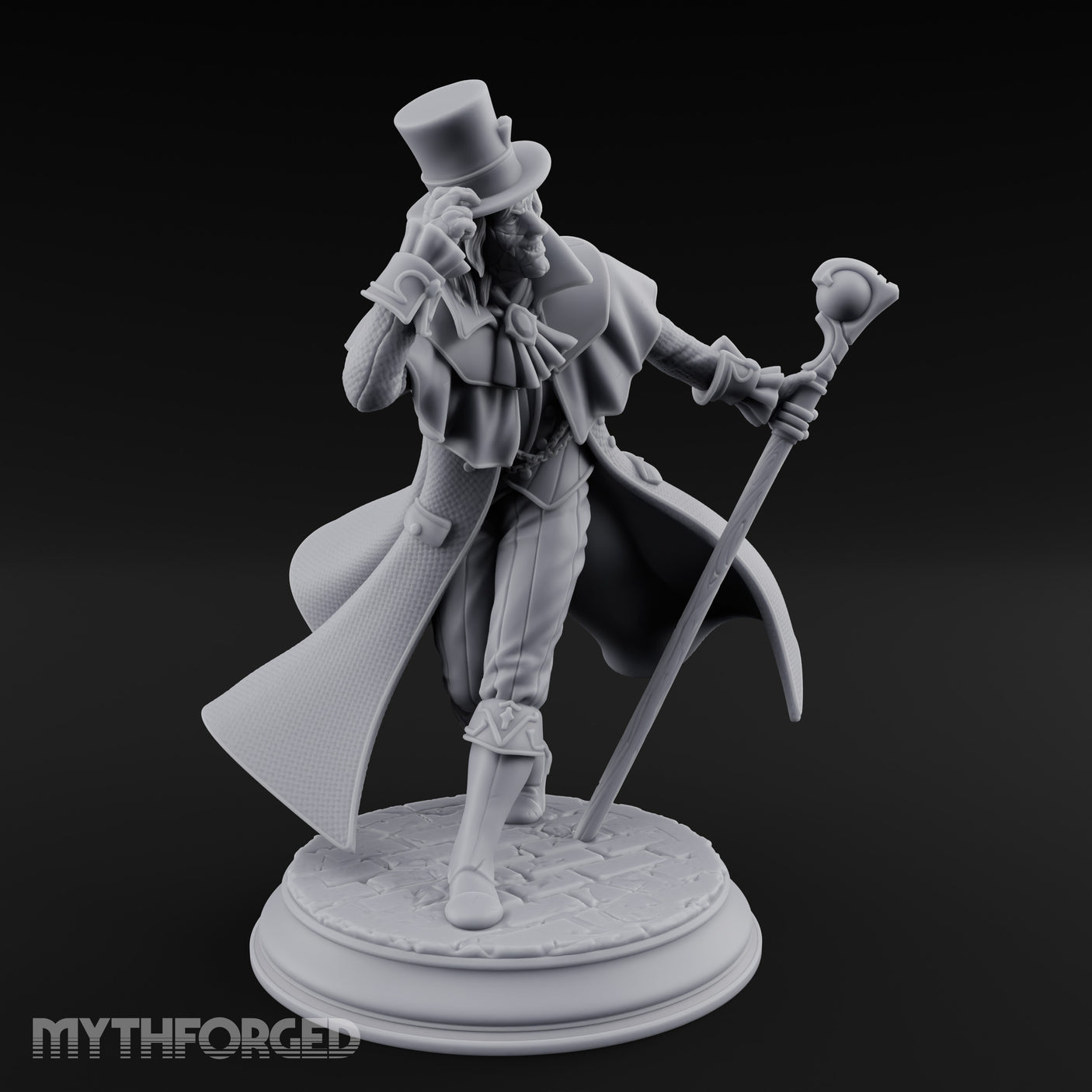 Cane Leaning Grinning Undead Gentleman Miniature for Dungeons and Dragons, Pathfinder or other TTRPGs