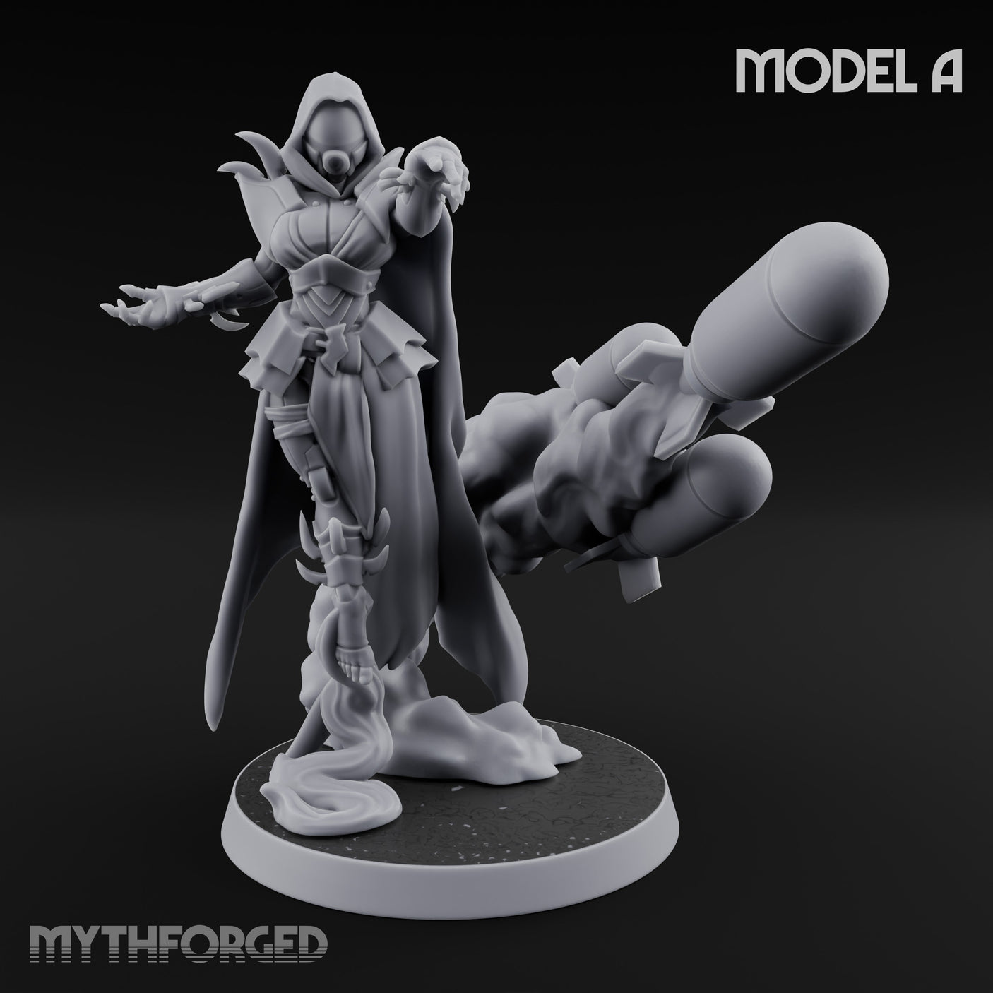 Cannon Conjuring Robed Artillery Witch A Miniature for Dungeons and Dragons, Pathfinder or other TTRPGs