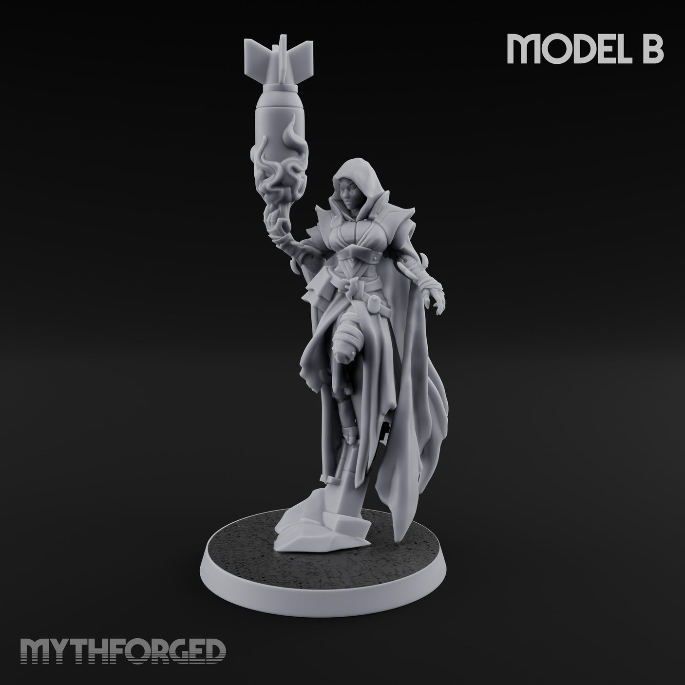 Cannon Conjuring Robed Artillery Witch B Miniature for Dungeons and Dragons, Pathfinder or other TTRPGs