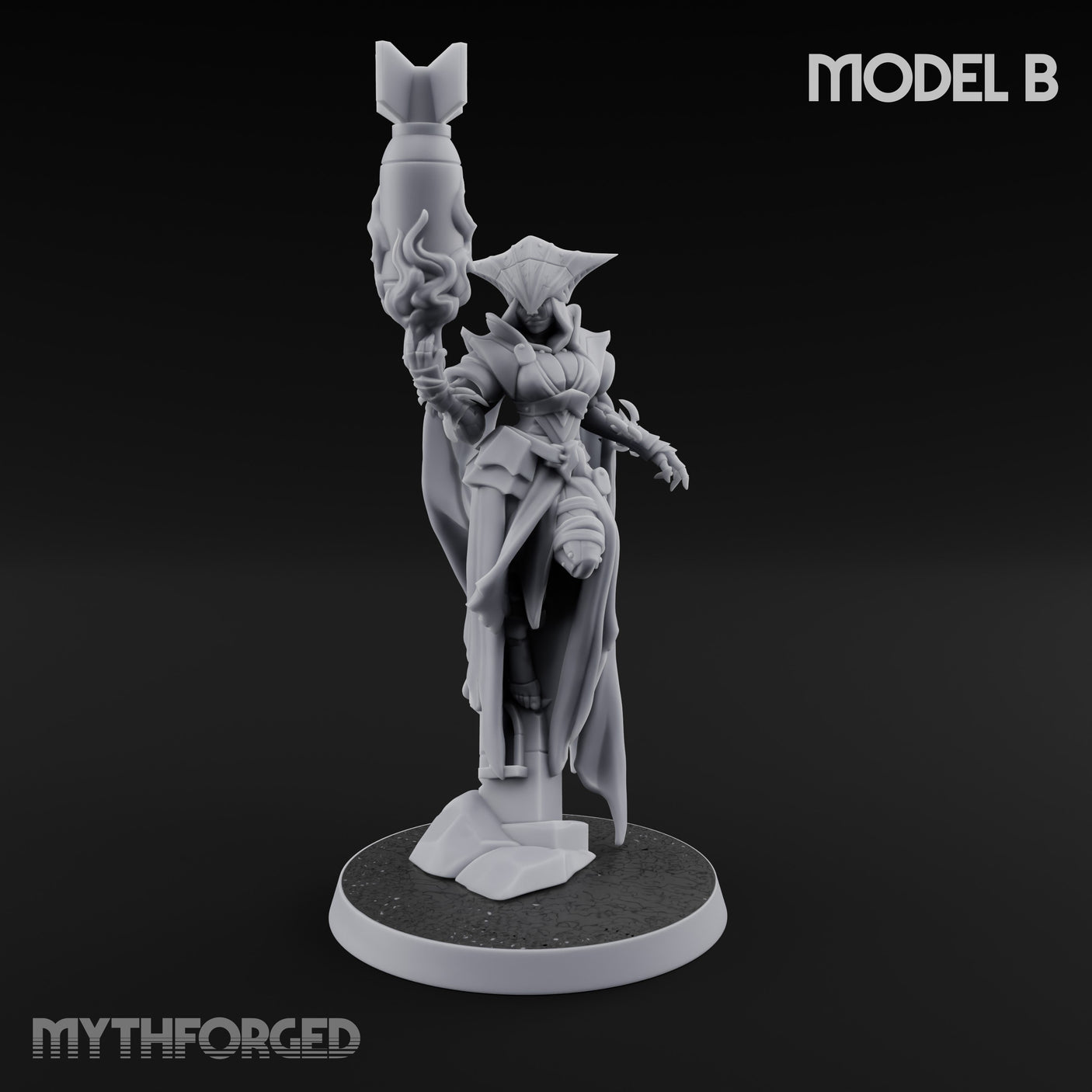 Cannon Conjuring Robed Artillery Witch B Miniature for Dungeons and Dragons, Pathfinder or other TTRPGs