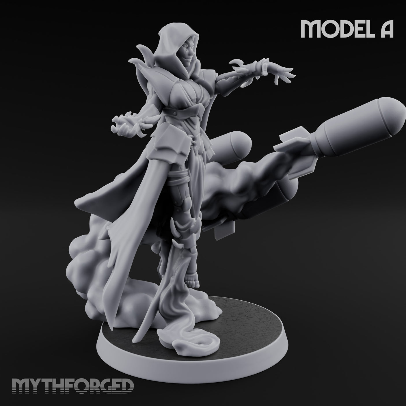Cannon Conjuring Robed Artillery Witches Miniature for Dungeons and Dragons, Pathfinder or other TTRPGs