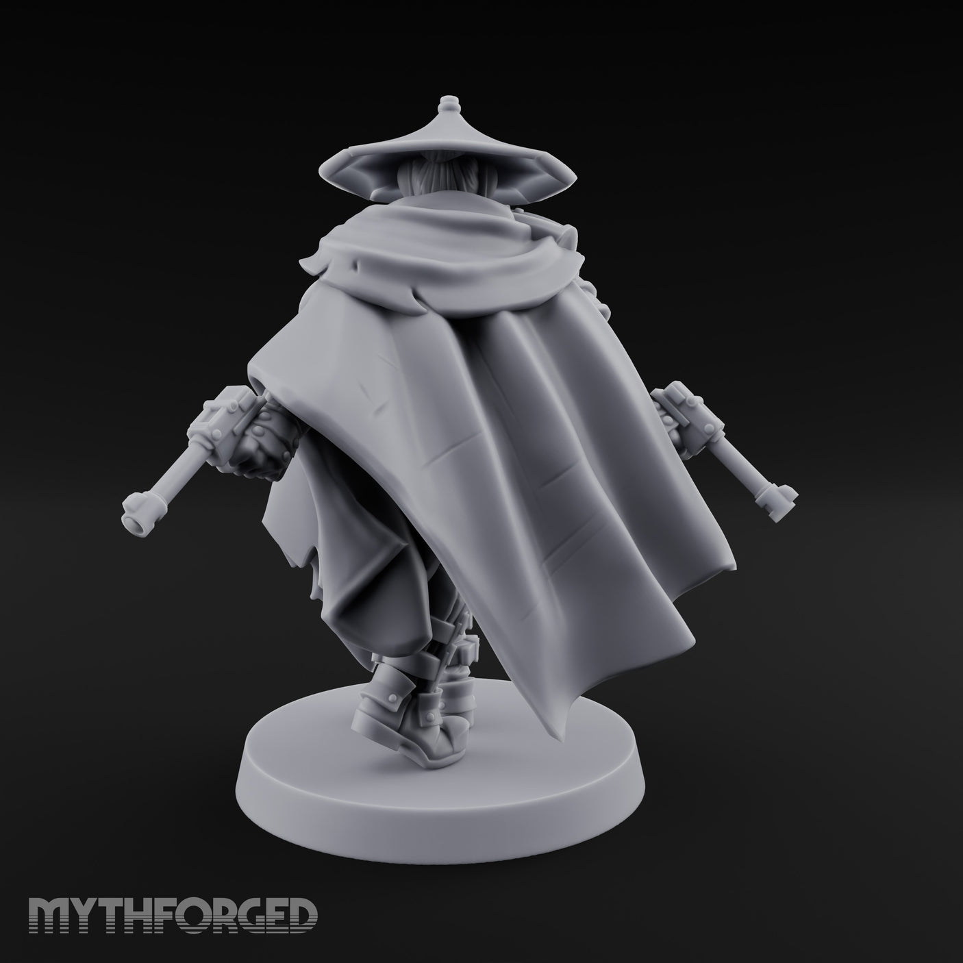 Cape Billowing Pistol Drawing Human Shogunate Sniper Miniature for Dungeons and Dragons, Pathfinder or other TTRPGs