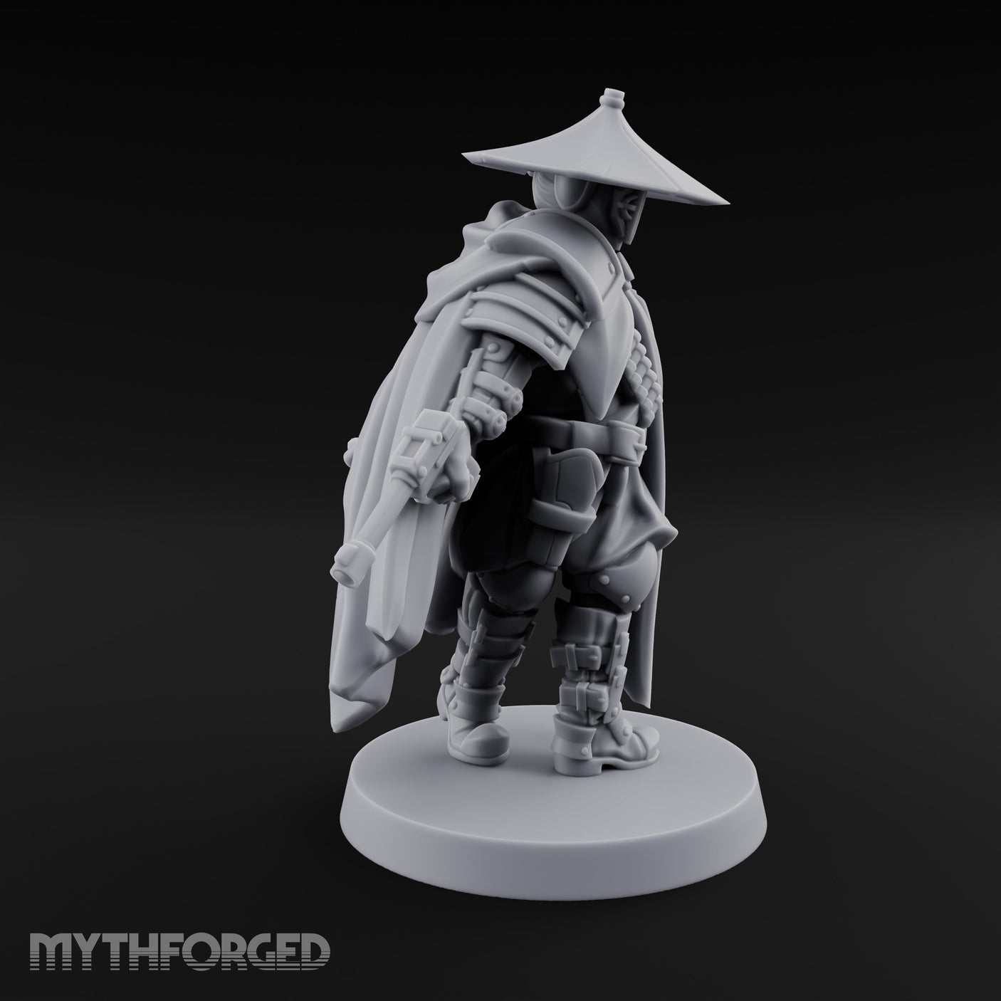 Cape Billowing Pistol Drawing Human Shogunate Sniper Miniature for Dungeons and Dragons, Pathfinder or other TTRPGs