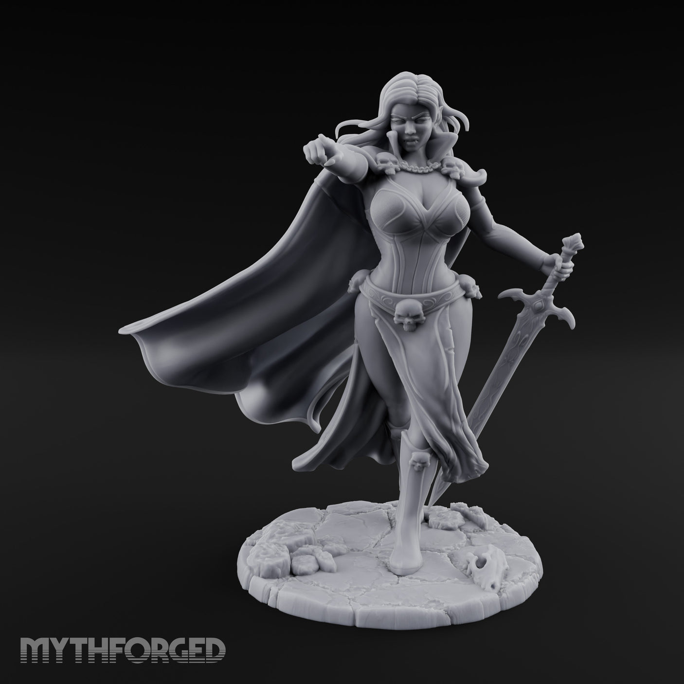 Cape Billowing Sword Trailing Human Necromancer Miniature for Dungeons and Dragons, Pathfinder or other TTRPGs