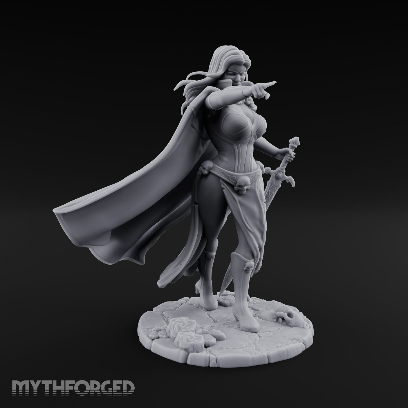 Cape Billowing Sword Trailing Human Necromancer Miniature for Dungeons and Dragons, Pathfinder or other TTRPGs