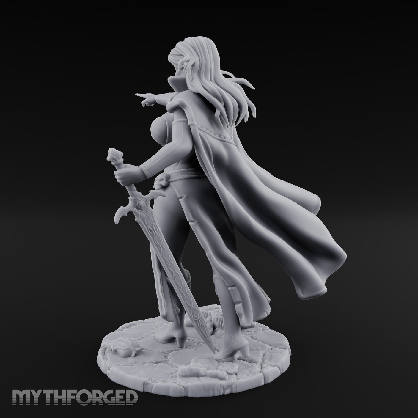 Cape Billowing Sword Trailing Human Necromancer Miniature for Dungeons and Dragons, Pathfinder or other TTRPGs
