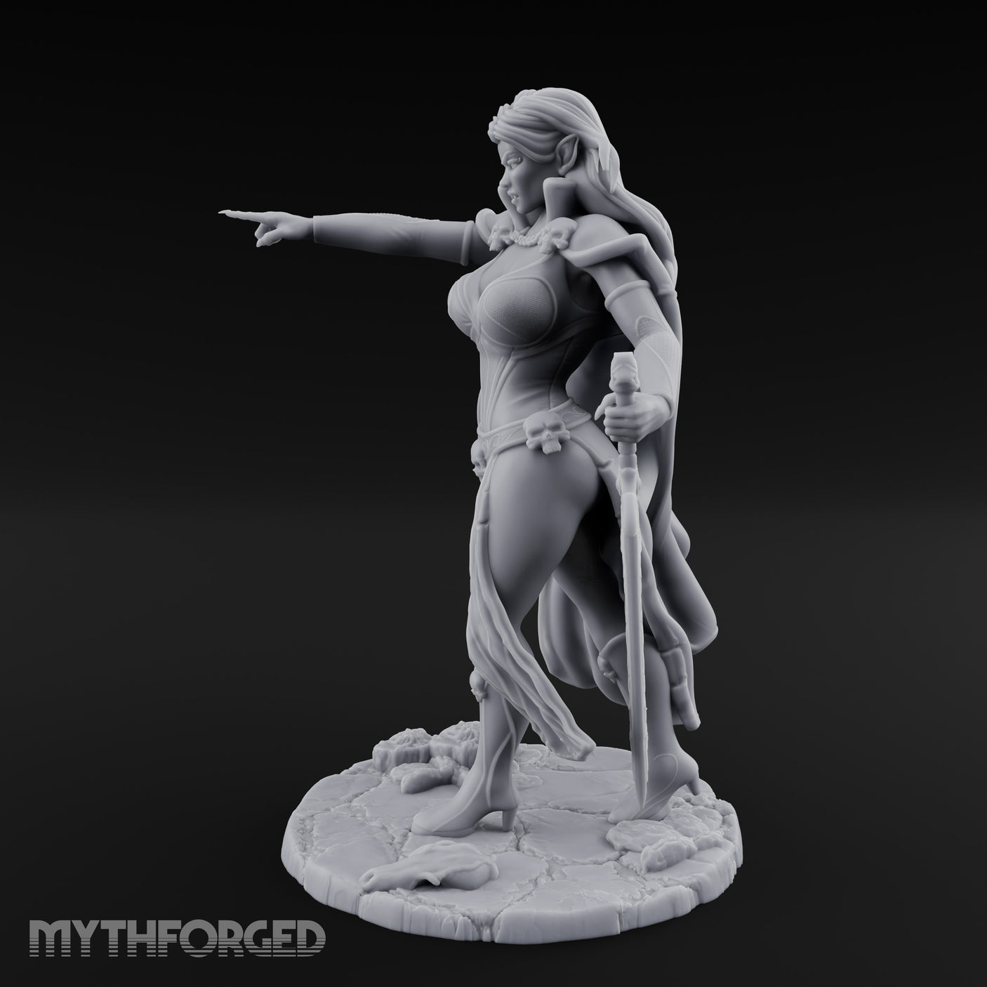 Cape Billowing Sword Trailing Human Necromancer Miniature for Dungeons and Dragons, Pathfinder or other TTRPGs