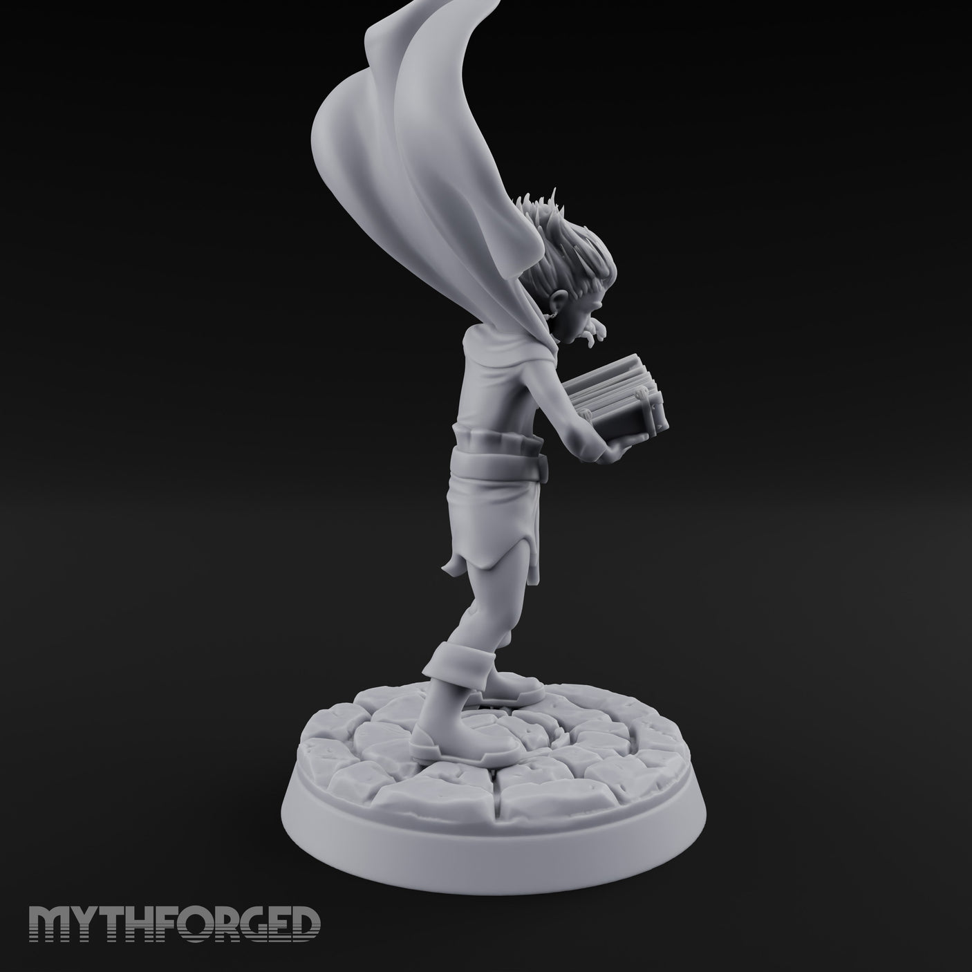 Cape Billowing Tome Reading Child Wizard Miniature for Dungeons and Dragons, Pathfinder or other TTRPGs