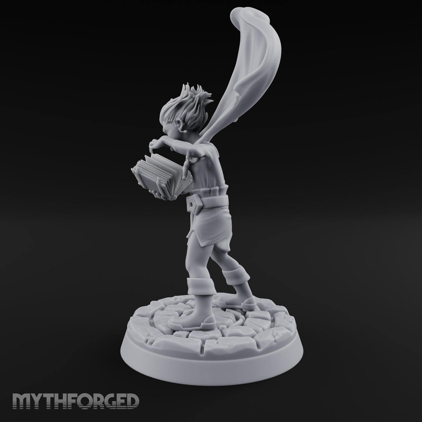 Cape Billowing Tome Reading Child Wizard Miniature for Dungeons and Dragons, Pathfinder or other TTRPGs