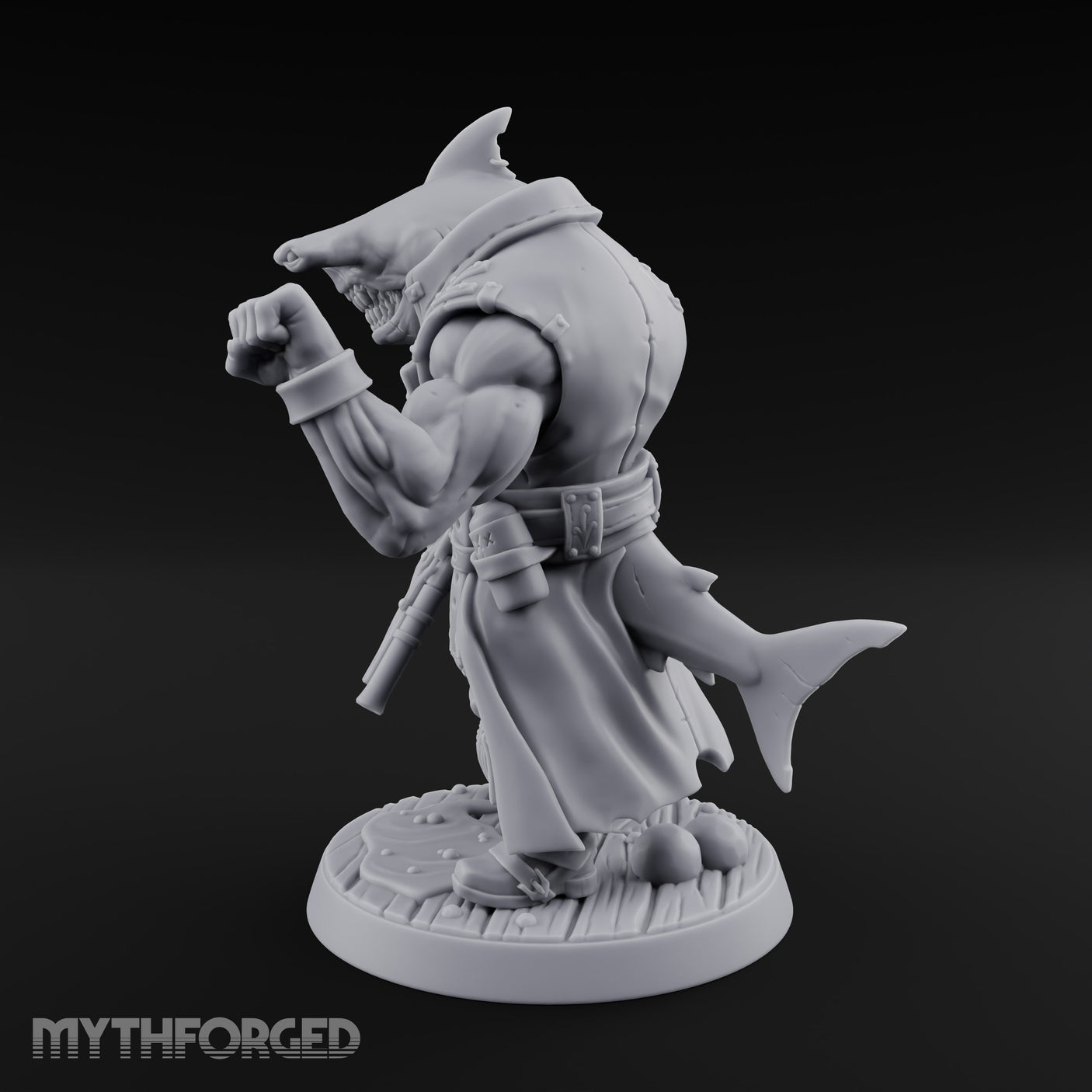 Anchor at the Ready Sharkfolk Pirate Captain Miniature for Dungeons and Dragons, Pathfinder or other TTRPGs