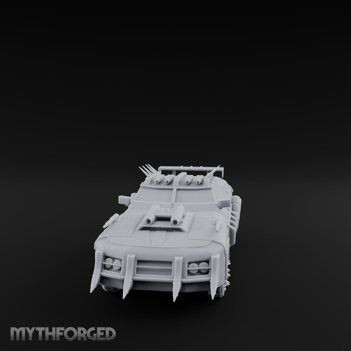 Quad-Cannon Fanged Wasteland Assault Cruiser Miniature for Dungeons and Dragons, Pathfinder or other TTRPGs