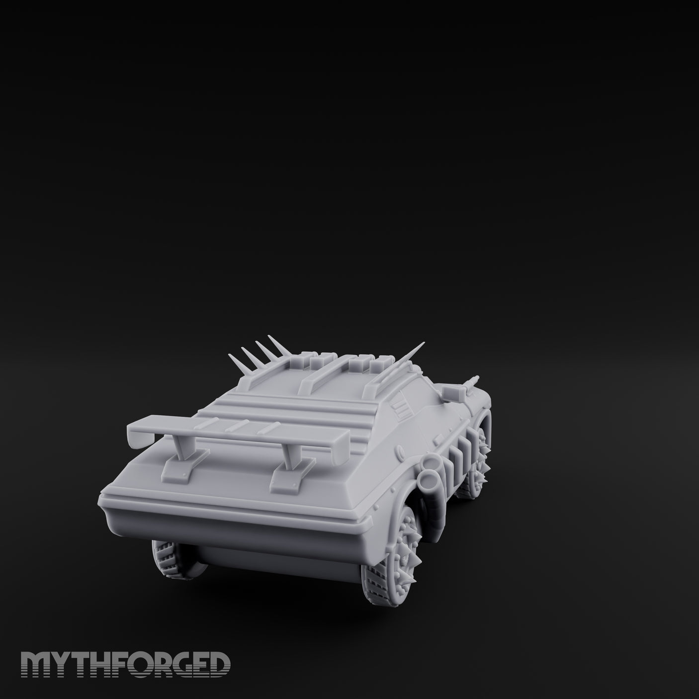 Quad-Cannon Fanged Wasteland Assault Cruiser Miniature for Dungeons and Dragons, Pathfinder or other TTRPGs