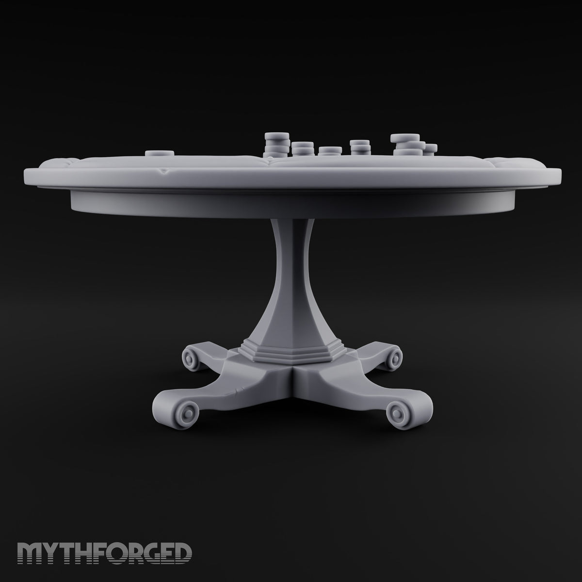 Stakes Stacked, Chairs Pushed Back Wooden Game Tables — A