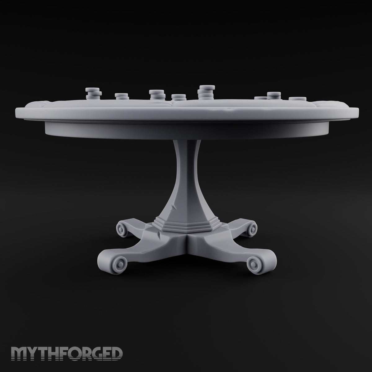 Stakes Stacked, Chairs Pushed Back Wooden Game Table A