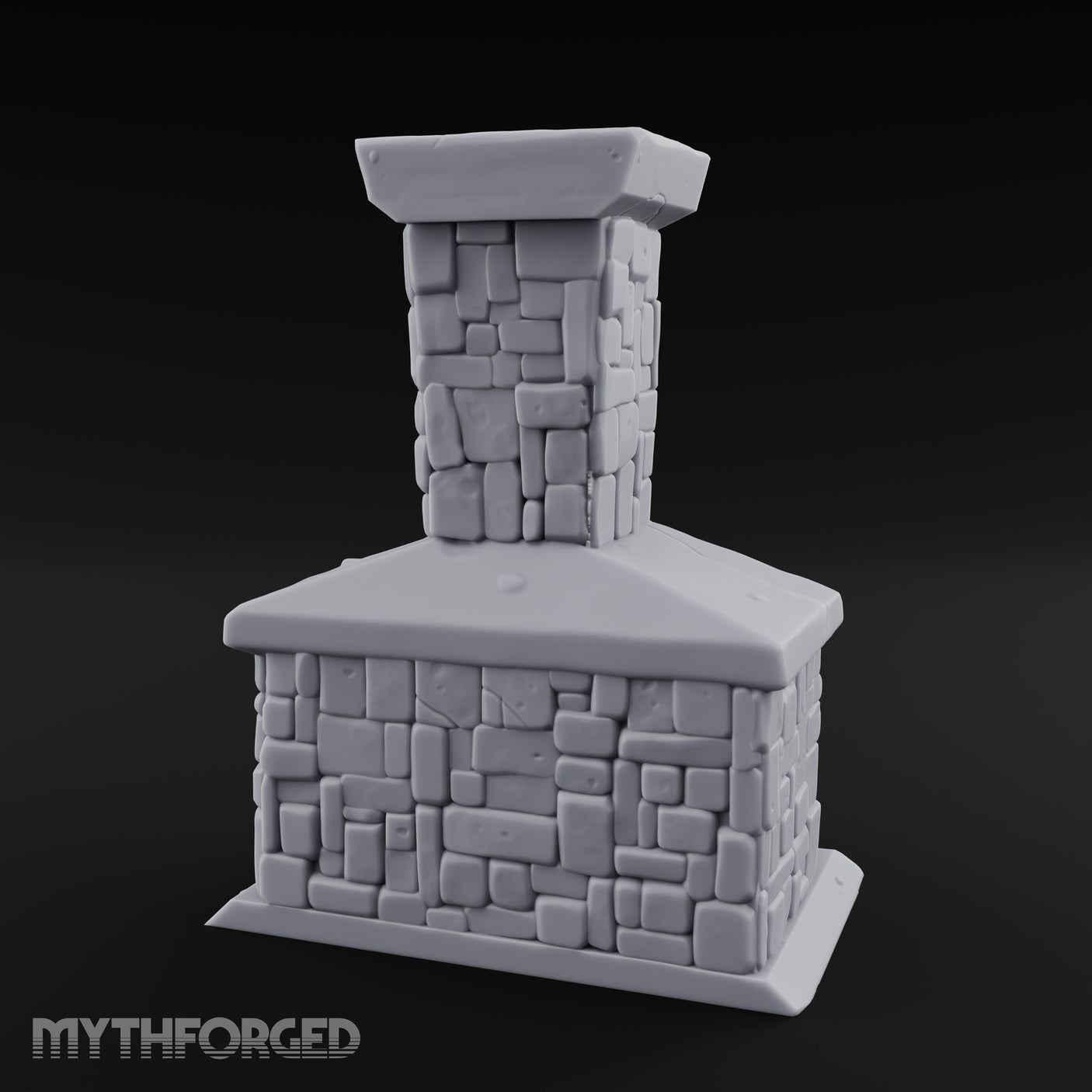 Cauldron-Hung Grate-Fronted Stone Hearth Fireplace Miniature for Dungeons and Dragons, Pathfinder or other TTRPGs