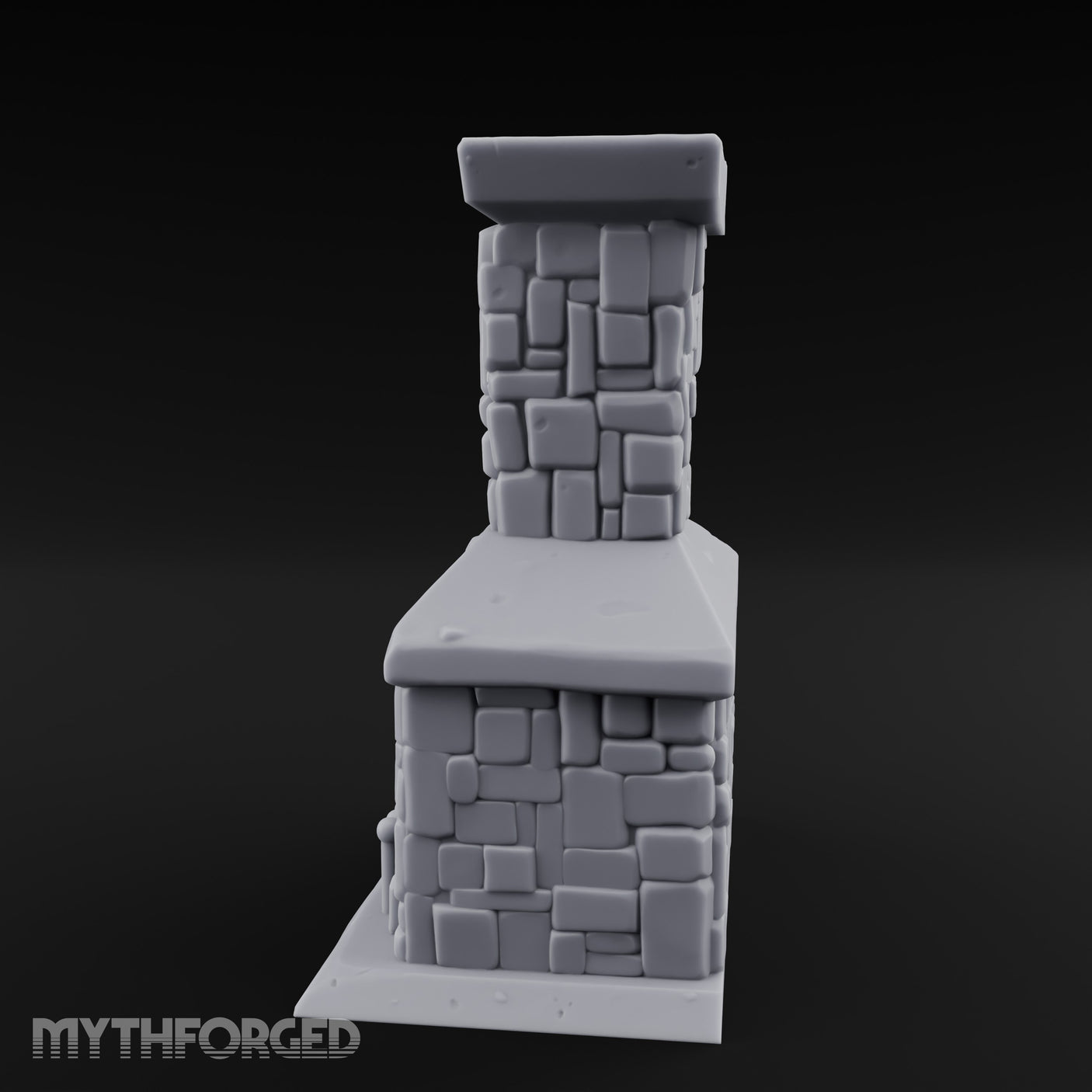 Cauldron-Hung Grate-Fronted Stone Hearth Fireplace Miniature for Dungeons and Dragons, Pathfinder or other TTRPGs