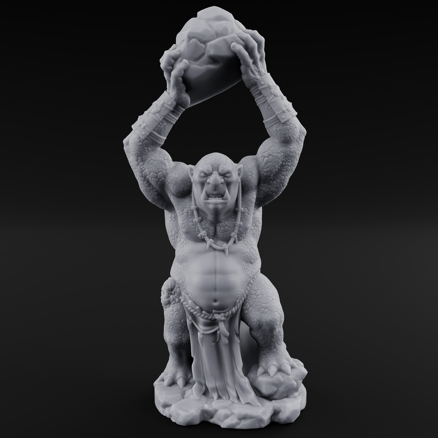 Boulder Lobbing Troll Brute Miniature for Dungeons and Dragons, Pathfinder or other TTRPGs
