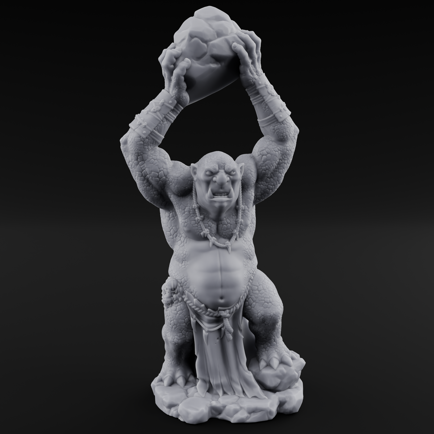 Boulder Lobbing Troll Brute Miniature for Dungeons and Dragons, Pathfinder or other TTRPGs