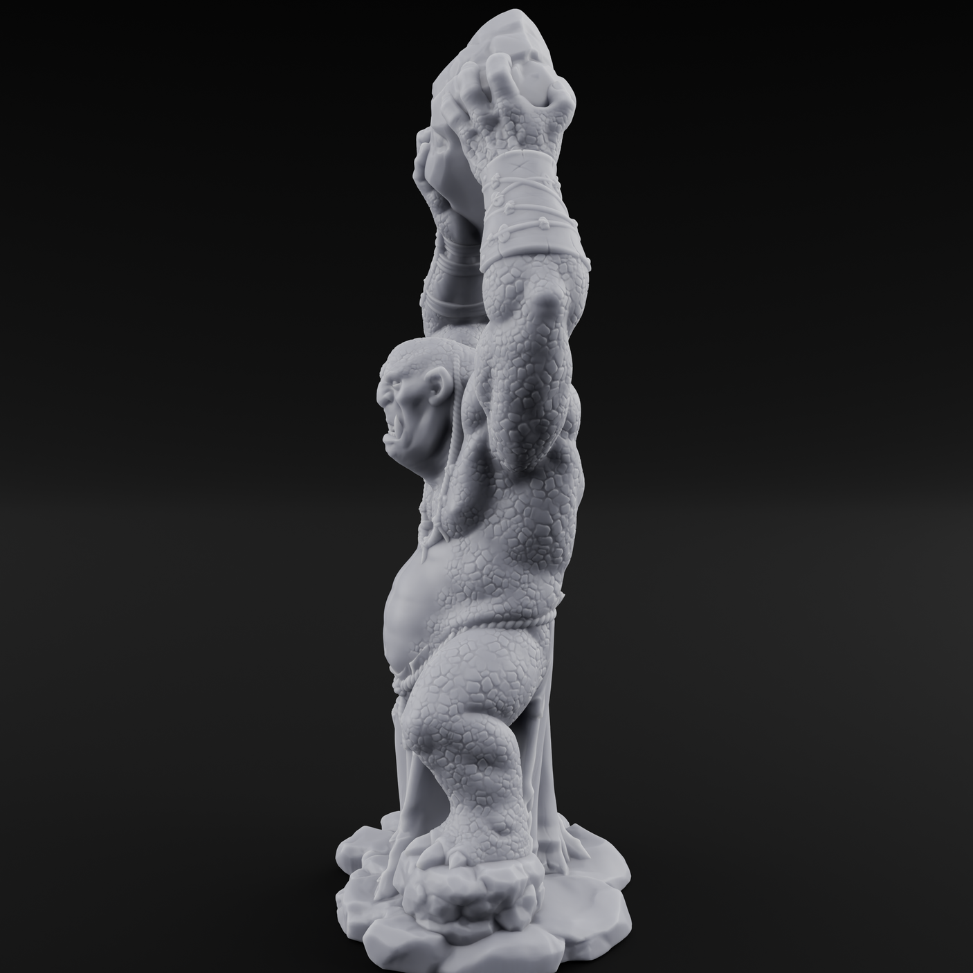 Boulder Lobbing Troll Brute Miniature for Dungeons and Dragons, Pathfinder or other TTRPGs
