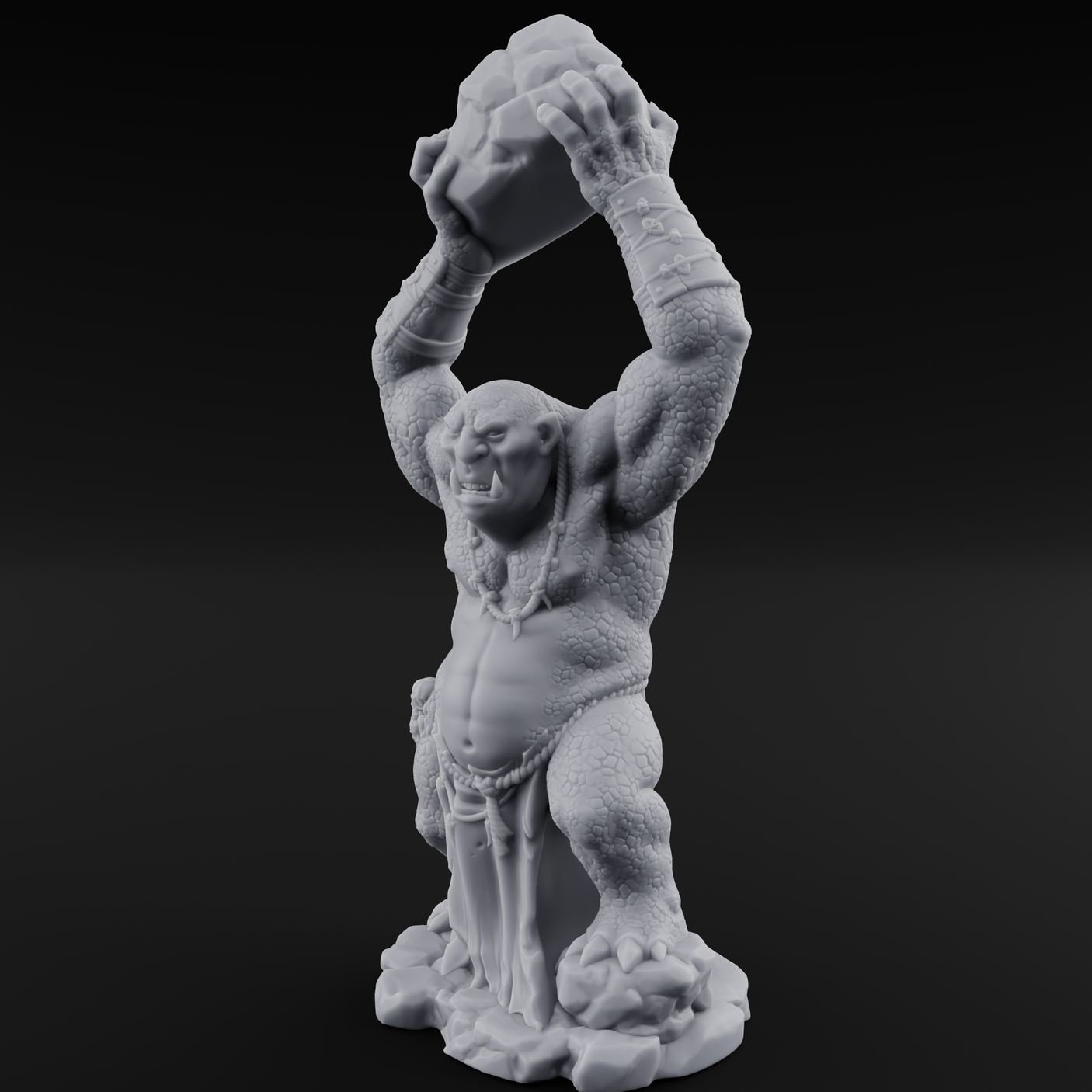 Boulder Lobbing Troll Brute Miniature for Dungeons and Dragons, Pathfinder or other TTRPGs