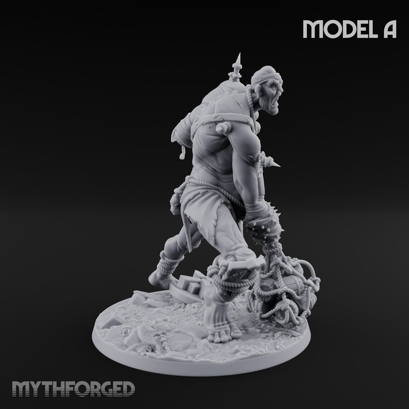 Chain And Trophy Dragging Hill Giant Warrior A Miniature for Dungeons and Dragons, Pathfinder or other TTRPGs