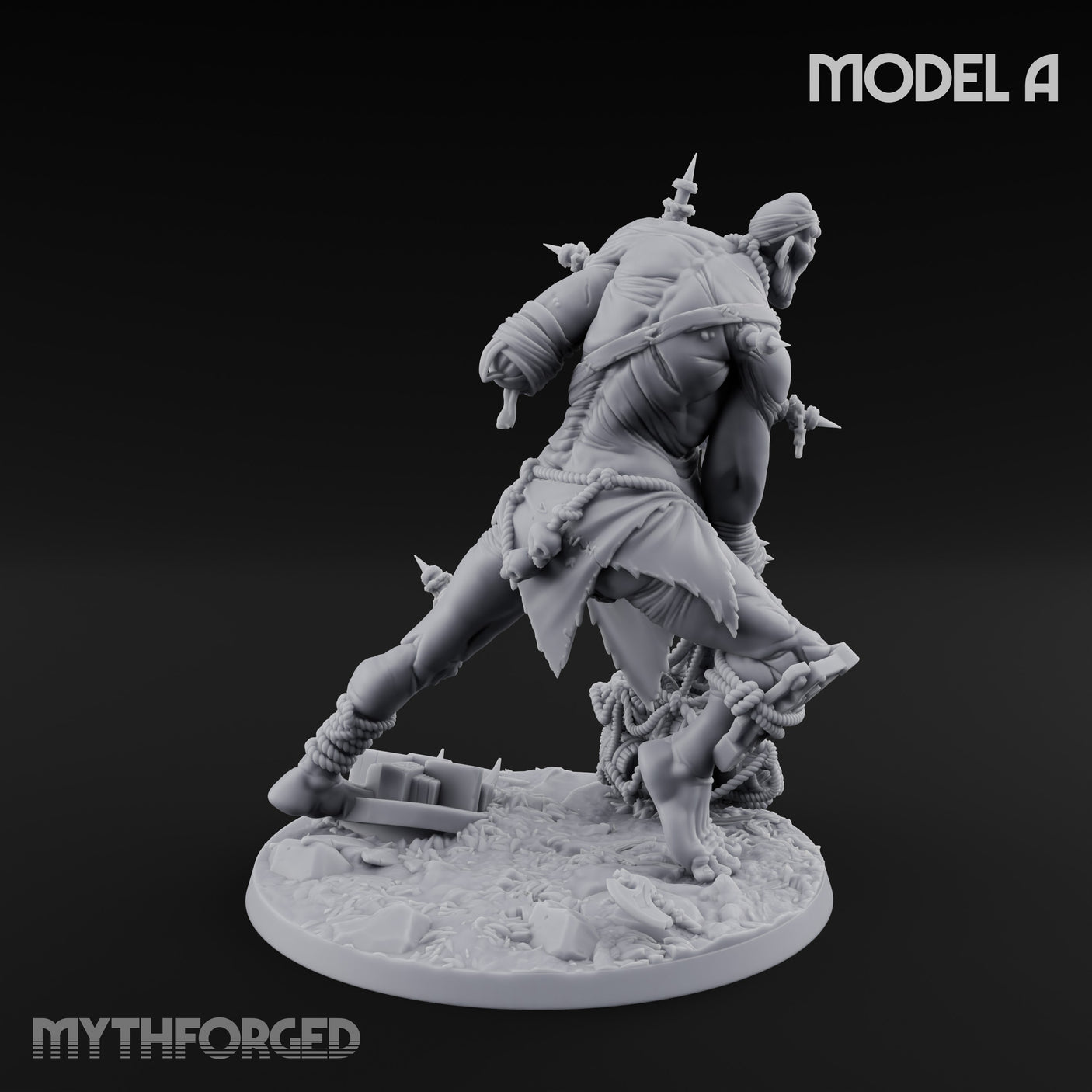 Chain And Trophy Dragging Hill Giant Warrior A Miniature for Dungeons and Dragons, Pathfinder or other TTRPGs