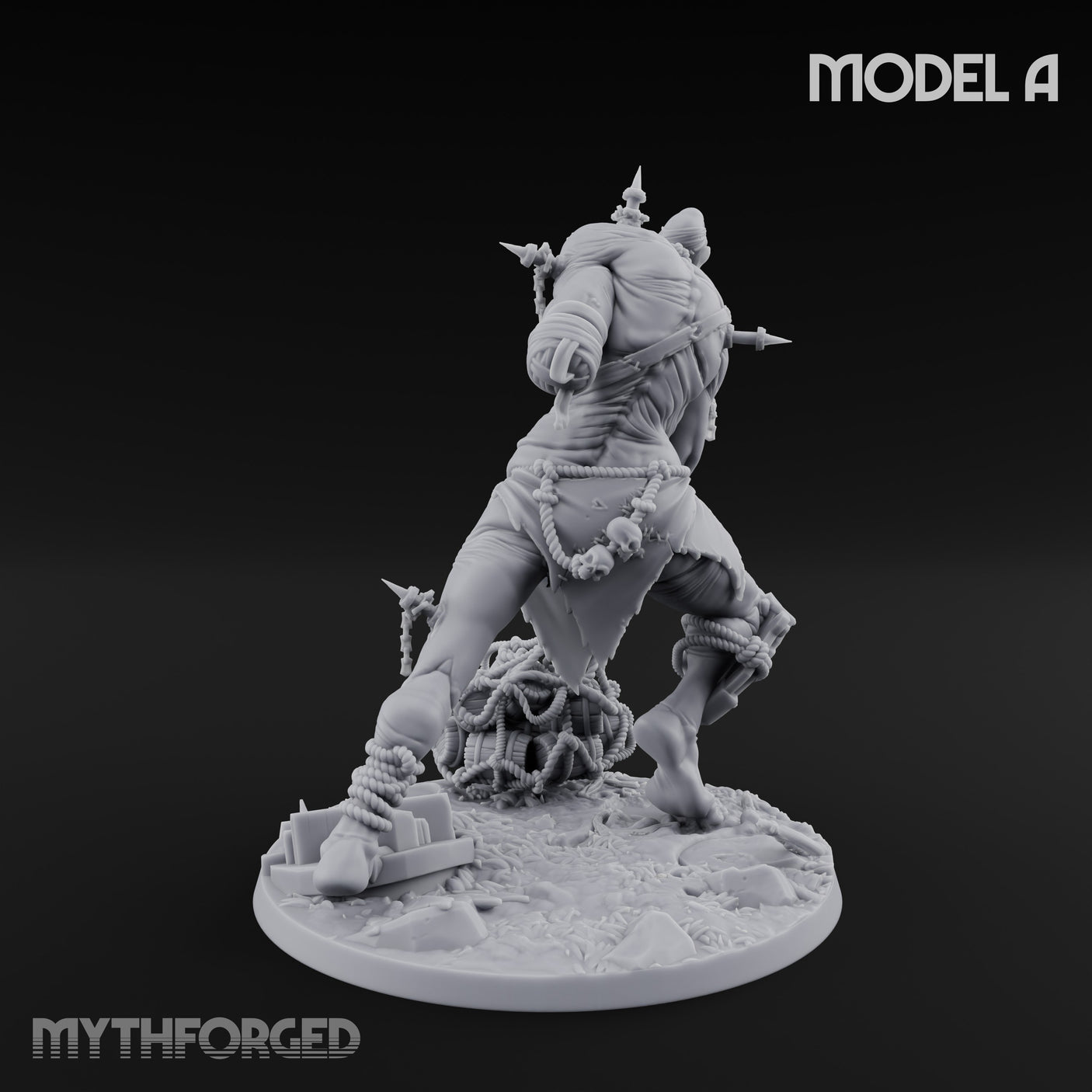 Chain And Trophy Dragging Hill Giant Warrior A Miniature for Dungeons and Dragons, Pathfinder or other TTRPGs