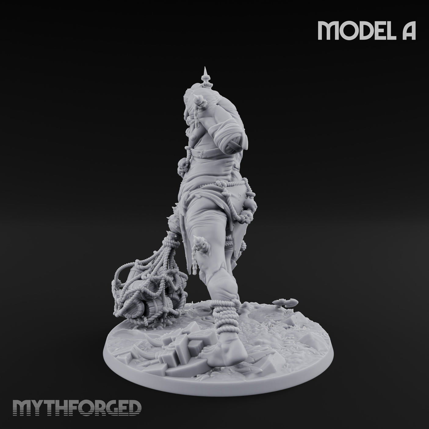 Chain And Trophy Dragging Hill Giant Warrior A Miniature for Dungeons and Dragons, Pathfinder or other TTRPGs