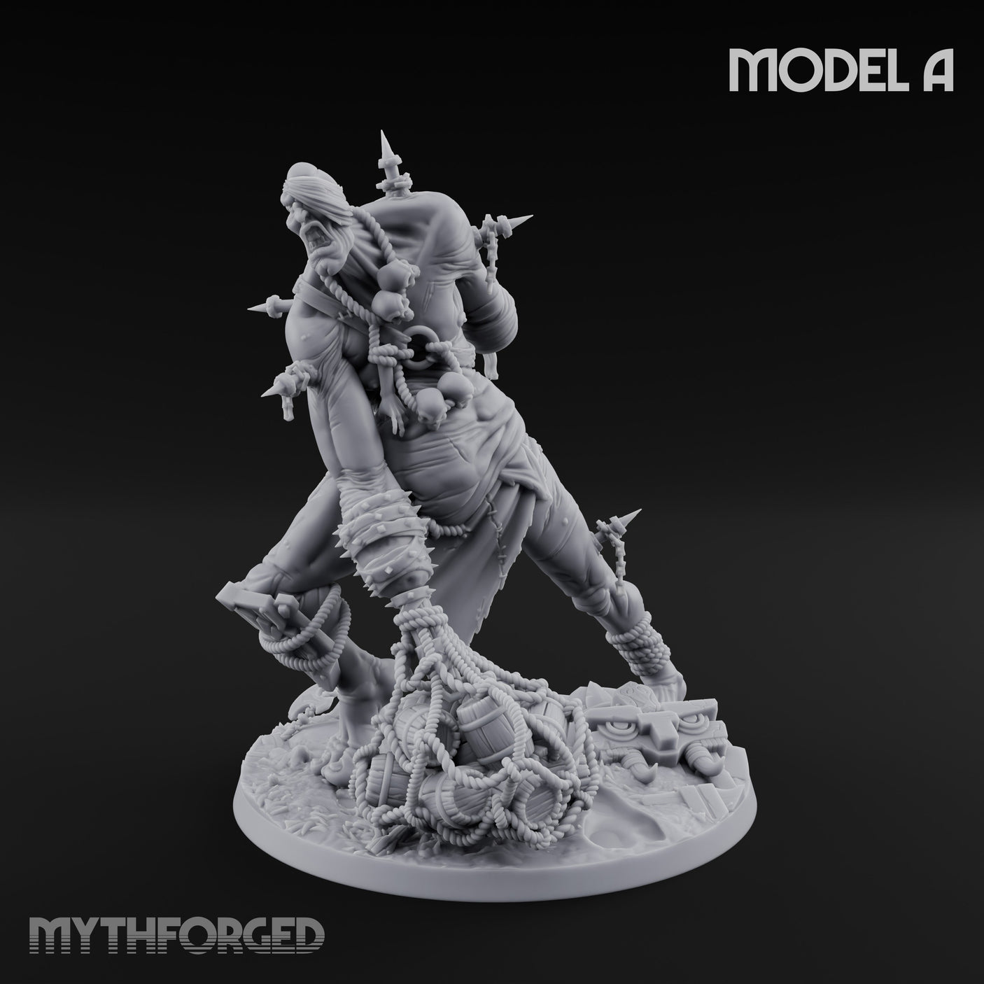 Chain And Trophy Dragging Hill Giant Warrior A Miniature for Dungeons and Dragons, Pathfinder or other TTRPGs