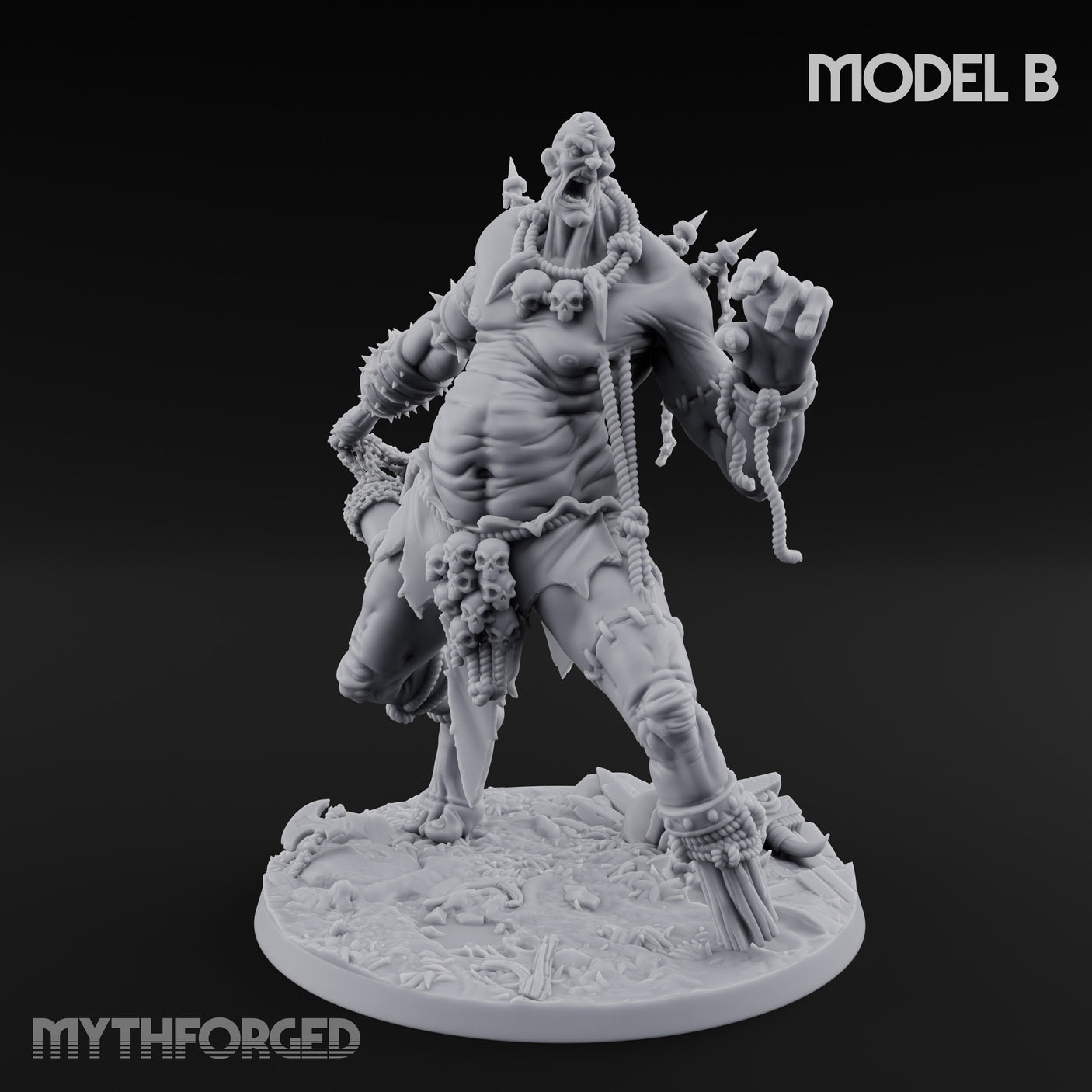 Chain And Trophy Dragging Hill Giant Warrior B Miniature for Dungeons and Dragons, Pathfinder or other TTRPGs