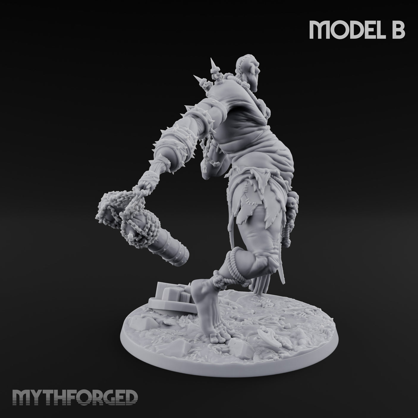 Chain And Trophy Dragging Hill Giant Warrior B Miniature for Dungeons and Dragons, Pathfinder or other TTRPGs