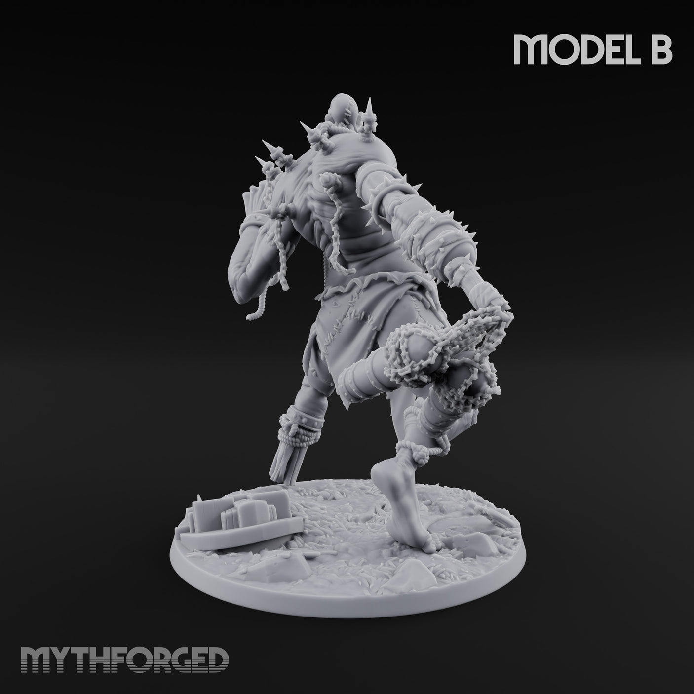 Chain And Trophy Dragging Hill Giant Warrior B Miniature for Dungeons and Dragons, Pathfinder or other TTRPGs